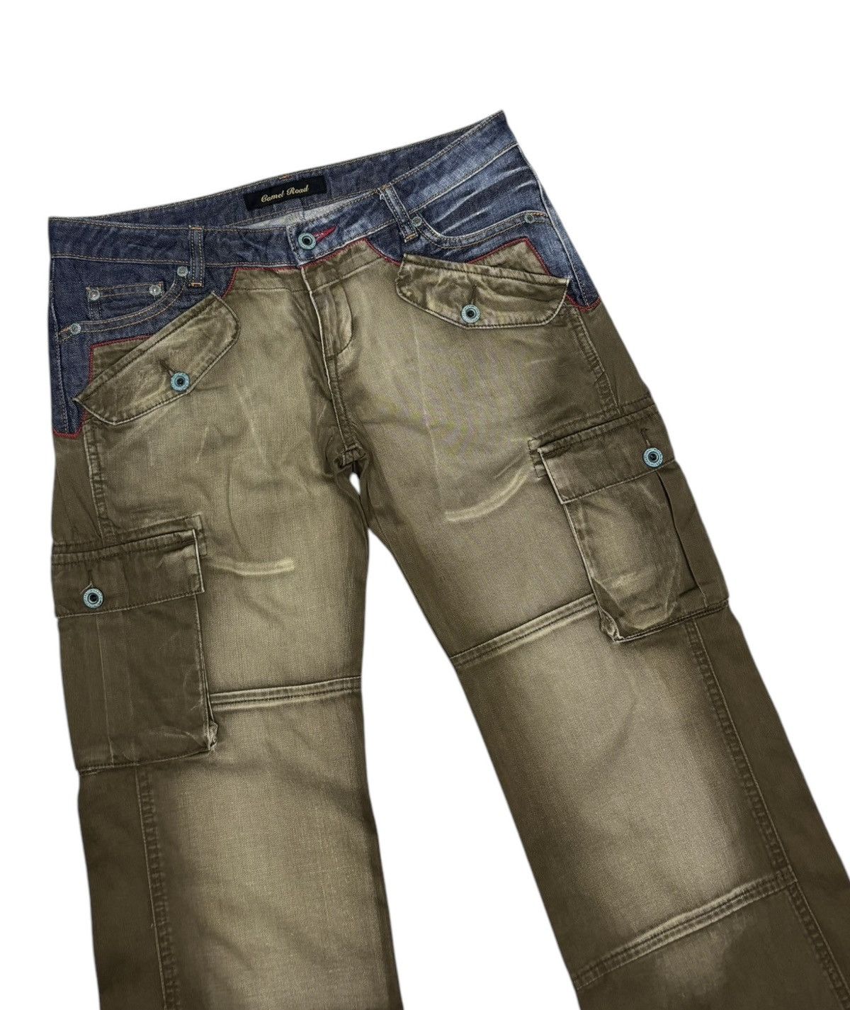 General Research 🔥RARE VINTAGE JAPANESE CAMEL ROAD HYBRID CARGO FLARED JEANS Size US 32 / EU 48 - 4 Thumbnail
