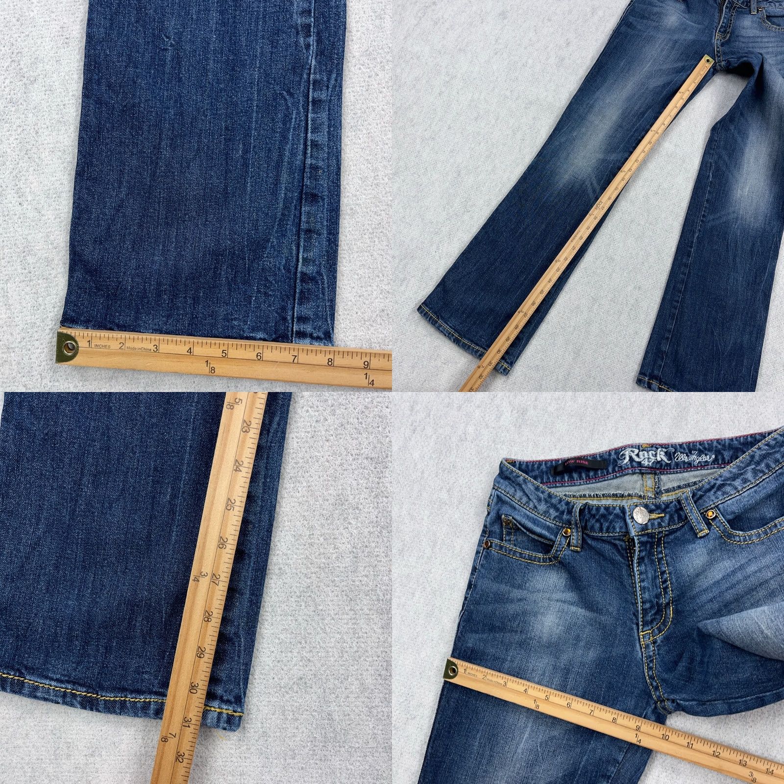 Wrangler Wrangler Rock 47 Jeans Women Bootcut 7/8 x 32 Low Rise Dark Wash Blue Denim Stretch Regular 5-Pocket Size 30" / US 8 / IT 44 - 8 Thumbnail