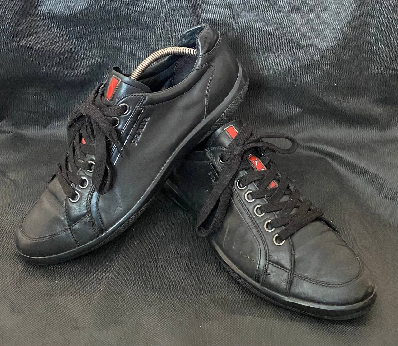 Prada 🔥 PRADA Mens Black Leather Low Top Sneakers Trainers Shoes Size US 8 / EU 41 - 1 Thumbnail