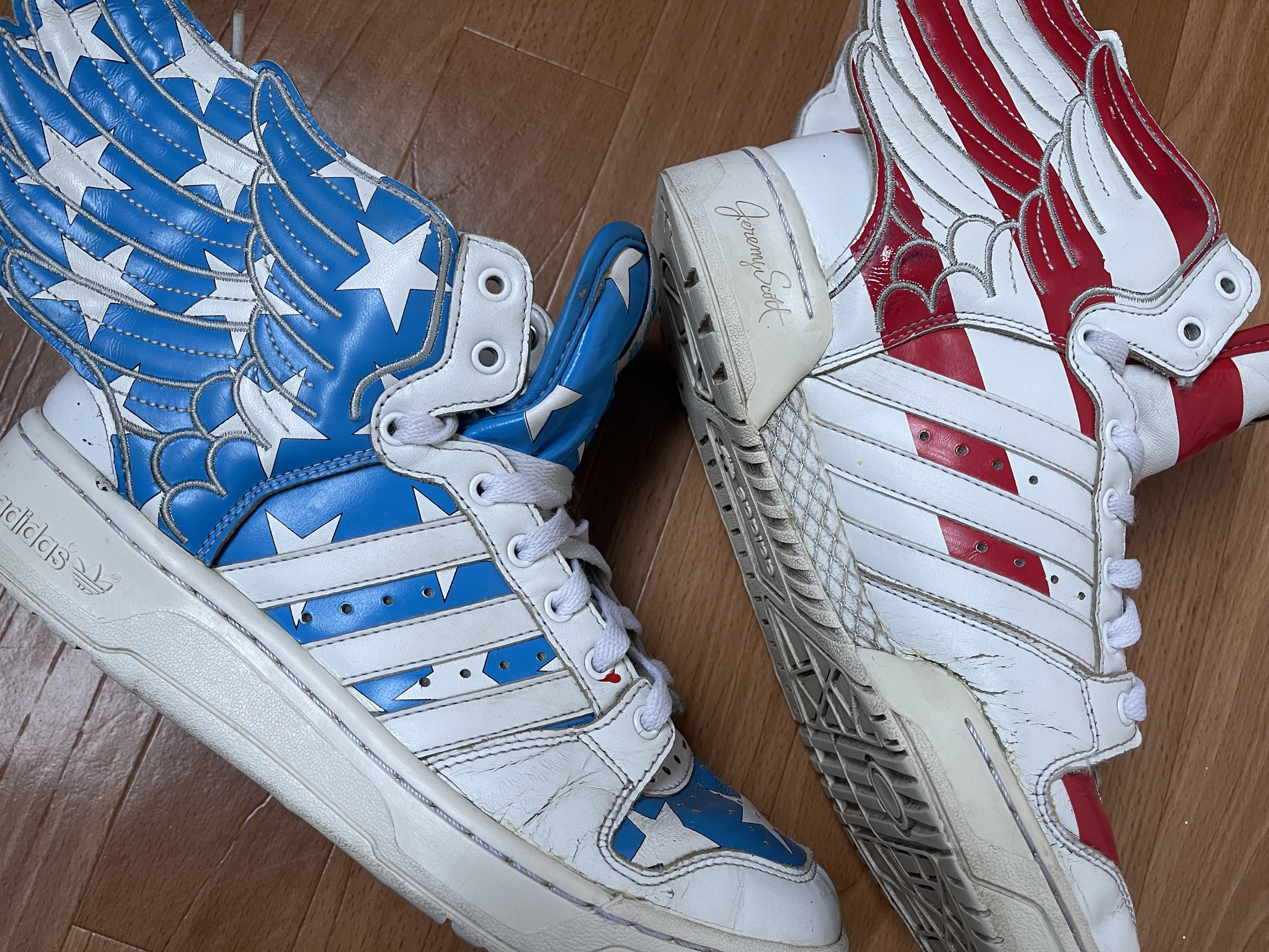 Adidas × Jeremy Scott Adidas Jeremy Scott Wings 2.0 FLAG Stars and Stripes V24619 Size US 7.5 / EU 40-41 - 18 Thumbnail