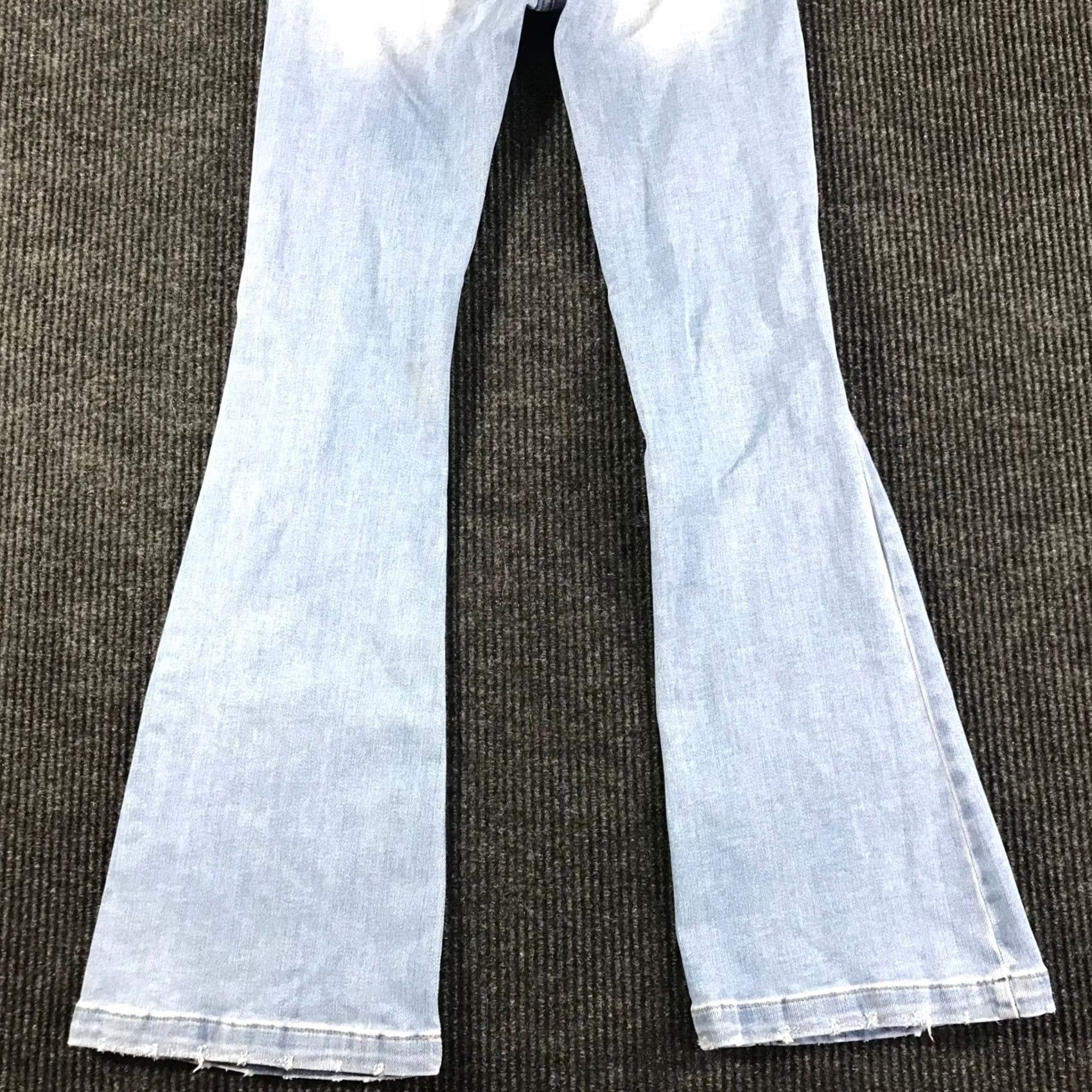Vintage KanCan Womens High Rise Flare Jeans Light Wash Button Fly Distressed Boho 5-Pocket Denim Blues Women's Jeans Size 30" / US 8 / IT 44 - 6 Thumbnail