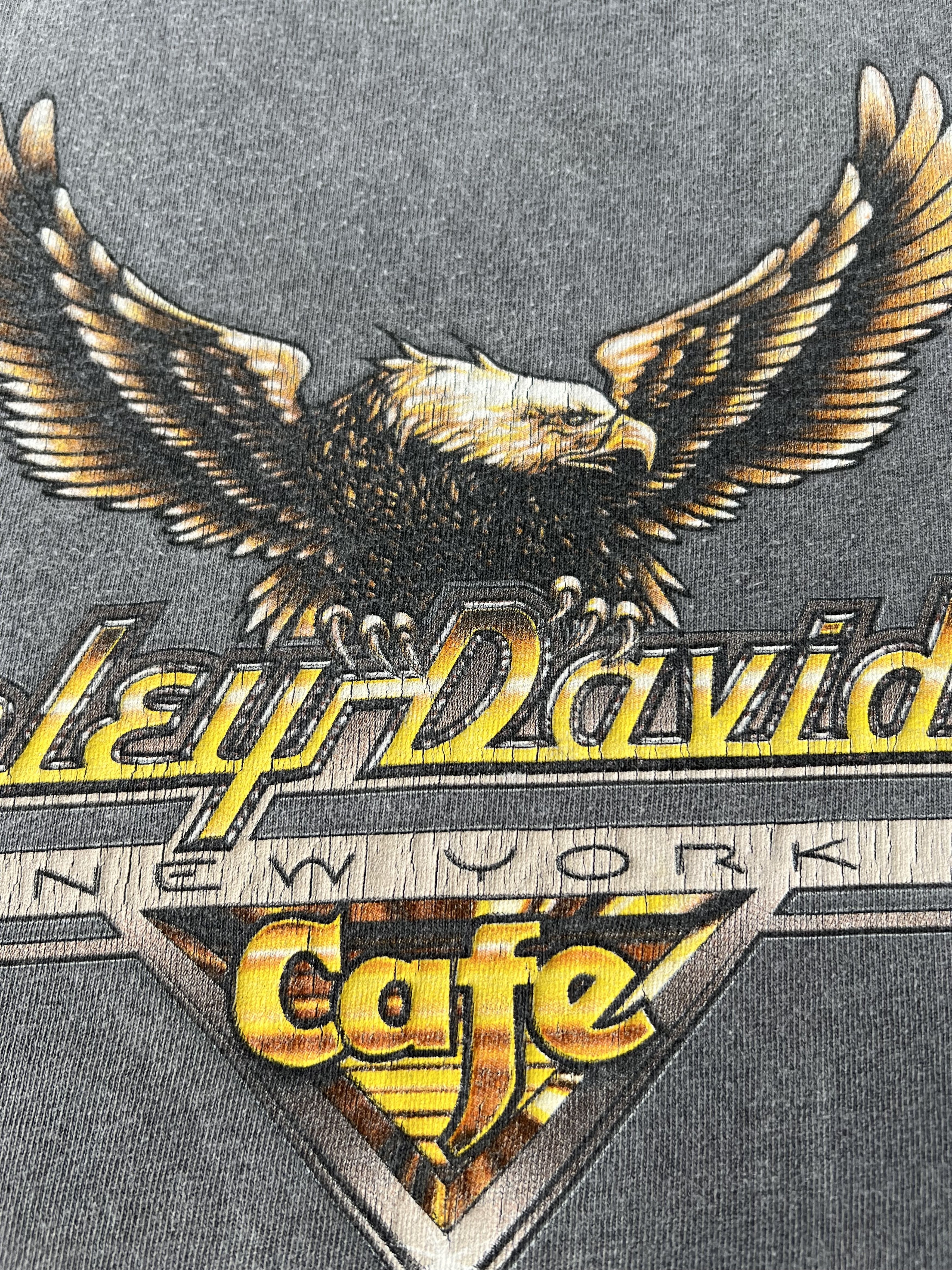 Harley Davidson Vintage 90s Harley Davidson Cafe New York Eagle T-shirt Size US XXL / EU 58 / 5 - 4 Thumbnail