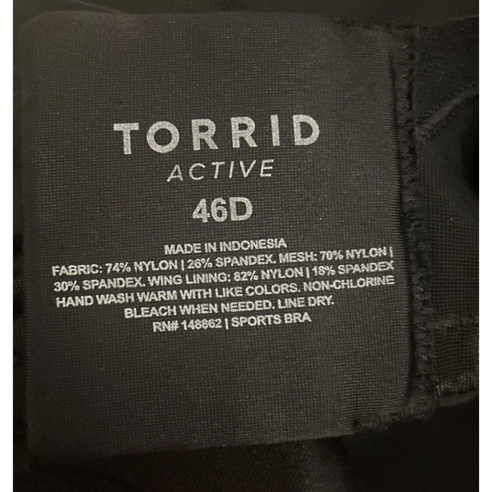 Torrid Torrid Bra Sports Bra 46D Black Adjustable Convertible Back Hook Racerback Plus Womens Underwired Nylon/Spandex Activewear EUC Size ONE SIZE - 3 Thumbnail