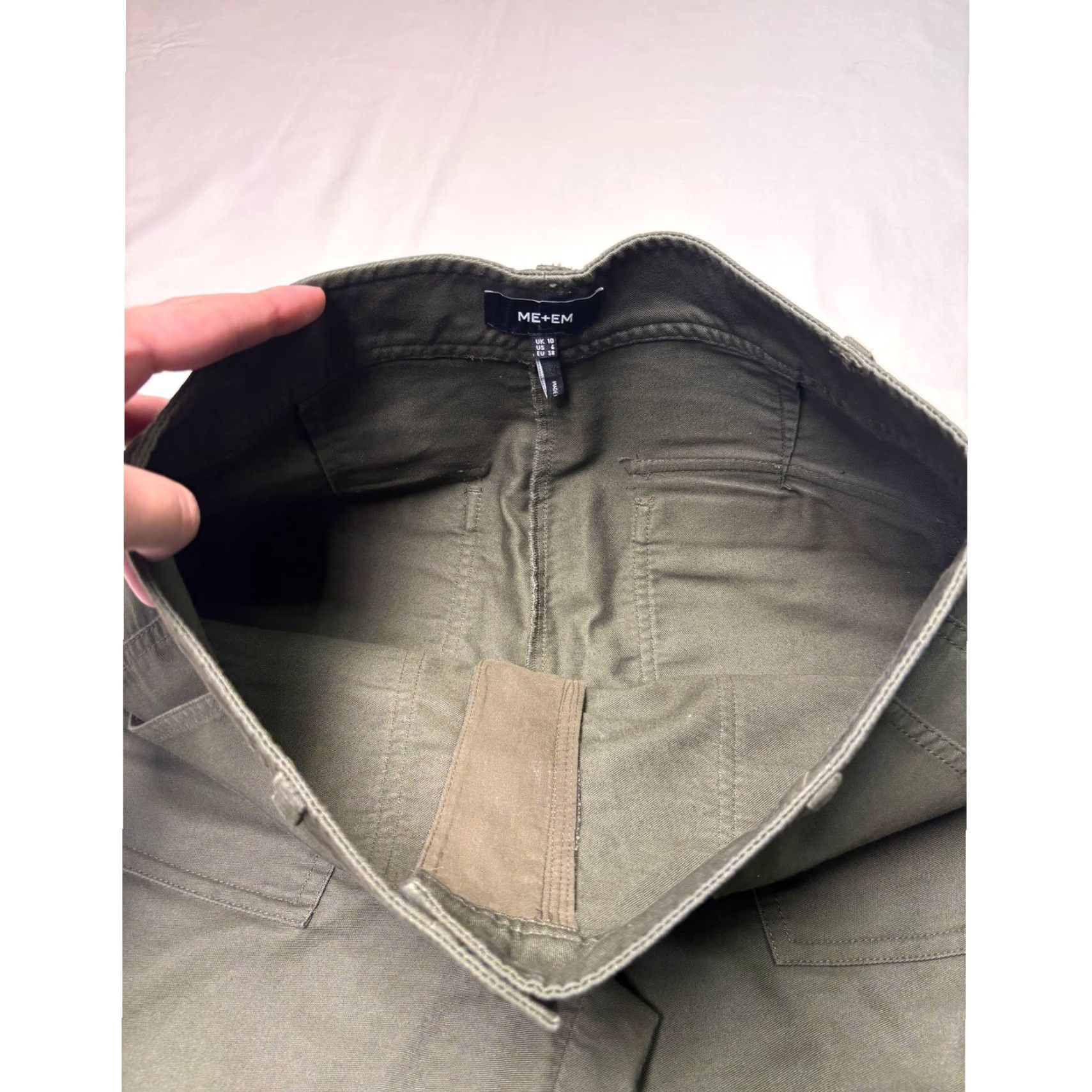 ME+EM ME+EM Cargo Pants Womens Regular 29 Green Cotton Twill High Rise Inseam 27 29 38 Pockets Button Zip Vintage? No Not N/A Size 29" - 4 Thumbnail