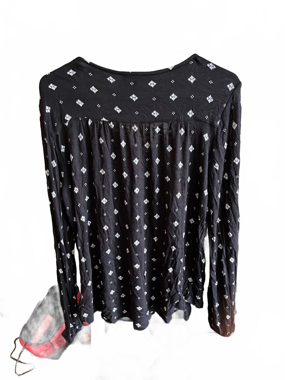 Lucky Brand Lucky Brand Women's Black Tunic Top - Size Large Size L / US 10 / IT 46 - 2 Thumbnail