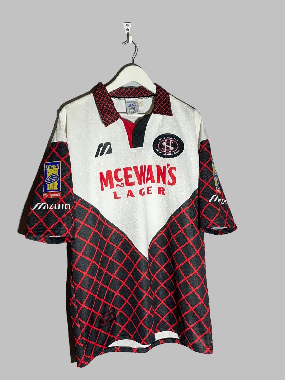 Mizuno St. Helens England Rugby Legue 1997 Mizuno Vintage Rugby Size US XL / EU 56 / 4 - 2 Thumbnail