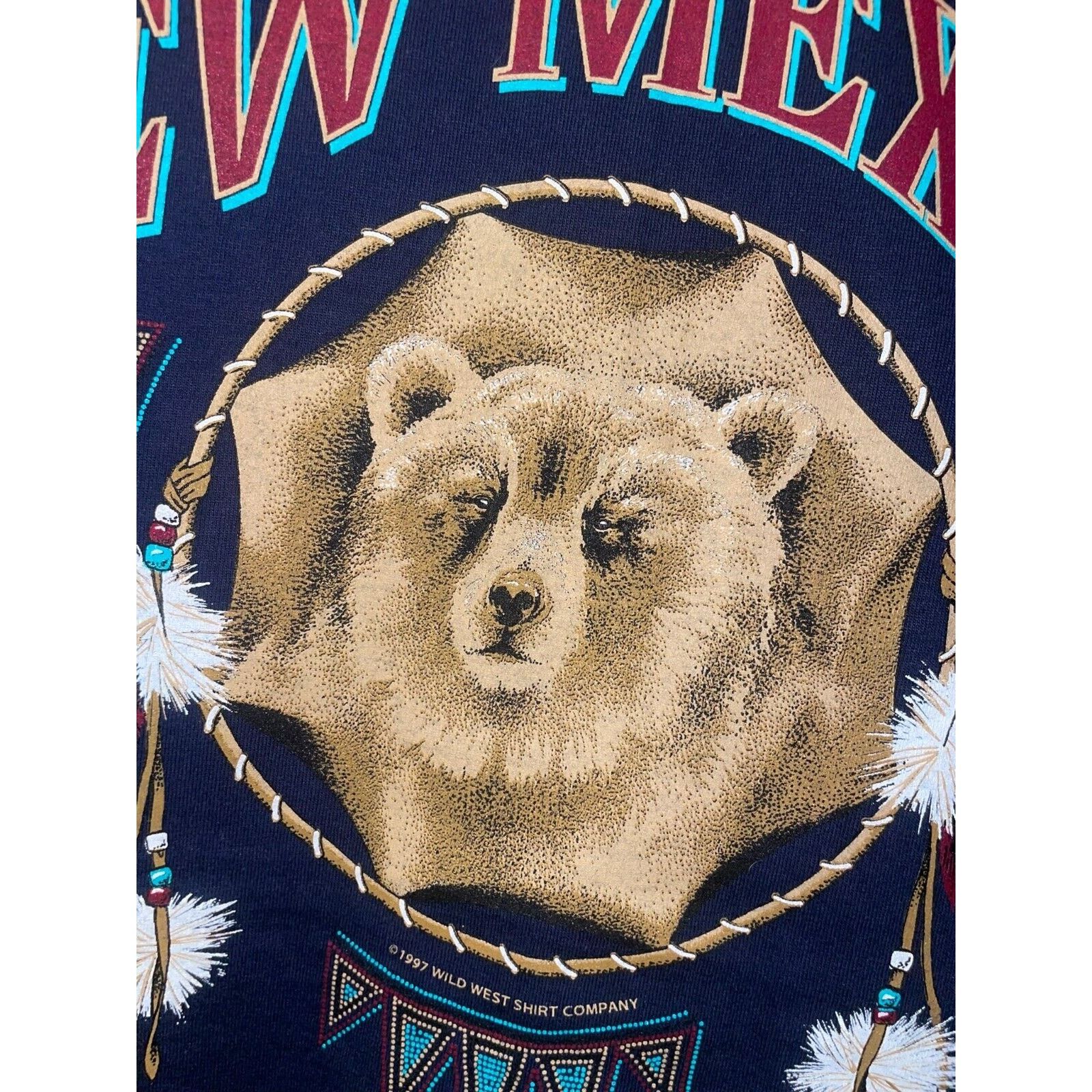 Jerzees Vintage New Mexico Shirt Native Animal Bear VTG 90s Large Size US L / EU 52-54 / 3 - 8 Thumbnail