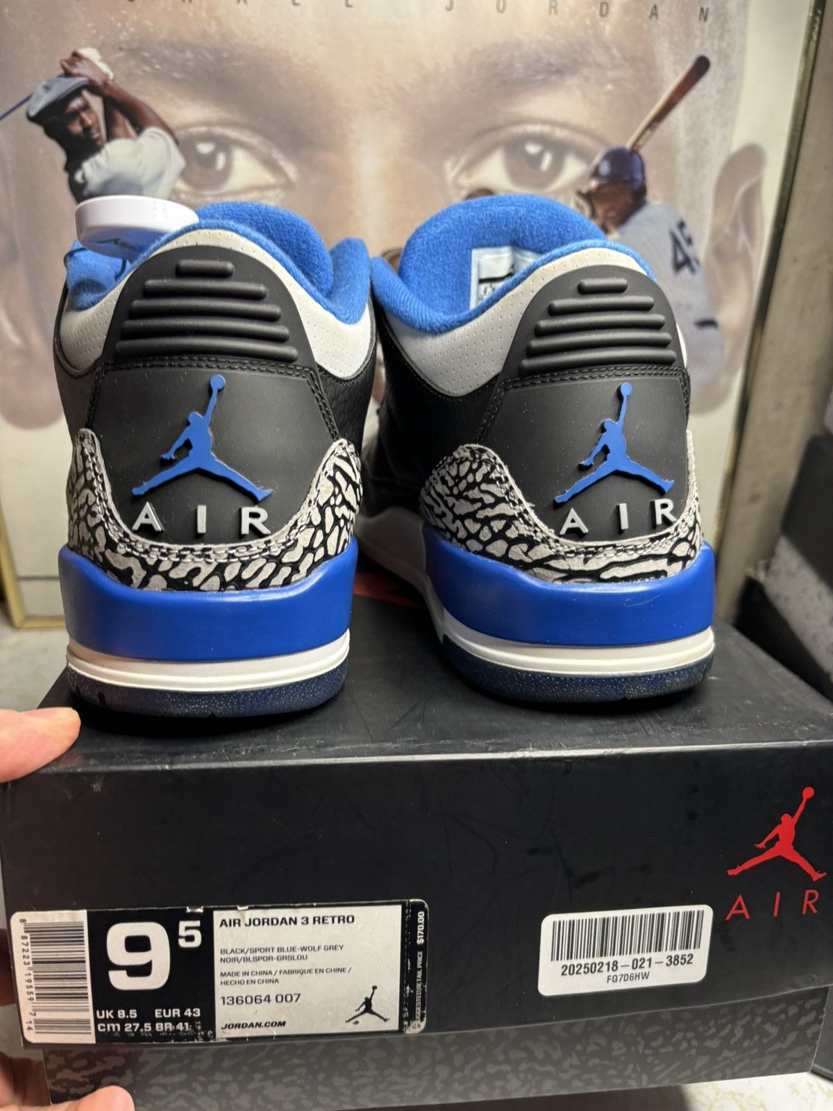 Jordan Brand Jordan Retro 3 ‘sport blue’ Size US 9.5 / EU 42-43 - 7 Thumbnail