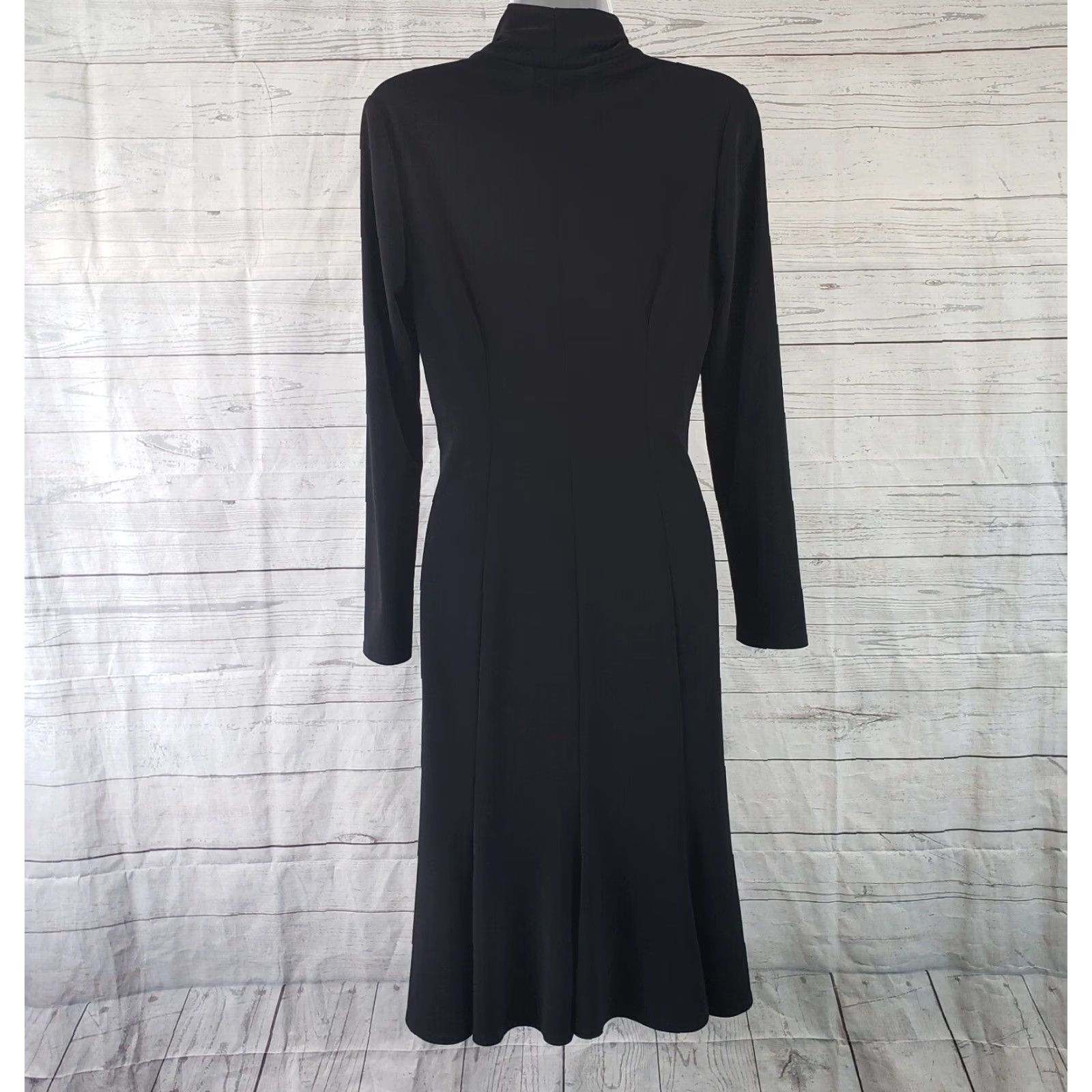 Joseph Ribkoff VINTAGE Joseph Ribkoff Womens Dress Sz 8 Solid Black Twisted Front Long Sleeve Size M / US 6-8 / IT 42-44 - 4 Thumbnail