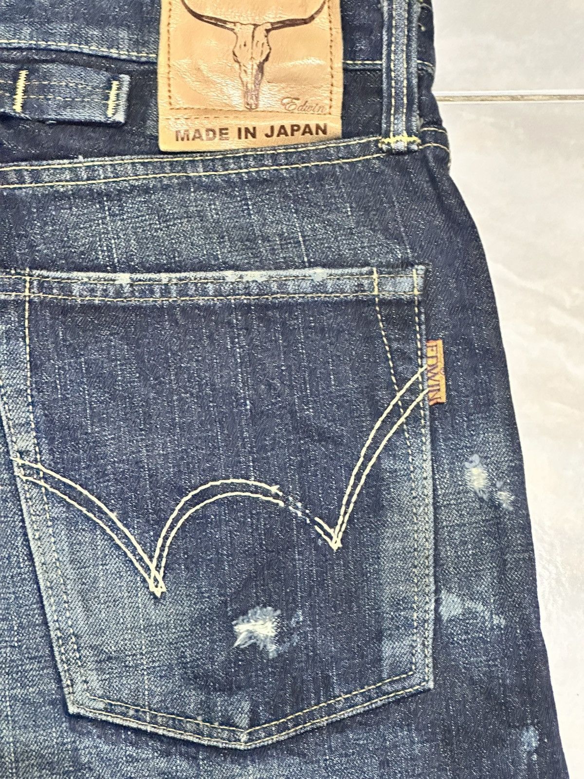 Edwin Edwin Vintage Selvedge Distressed and Painted Faded Wash Size US 33 - 7 Thumbnail