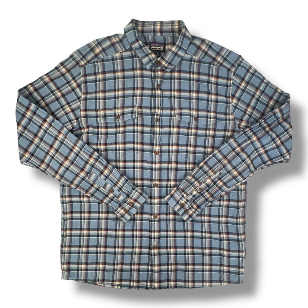 Patagonia Patagonia Blue Plaid Organic Cotton Button Front Top Size La Size US L / EU 52-54 / 3 - 1 Thumbnail