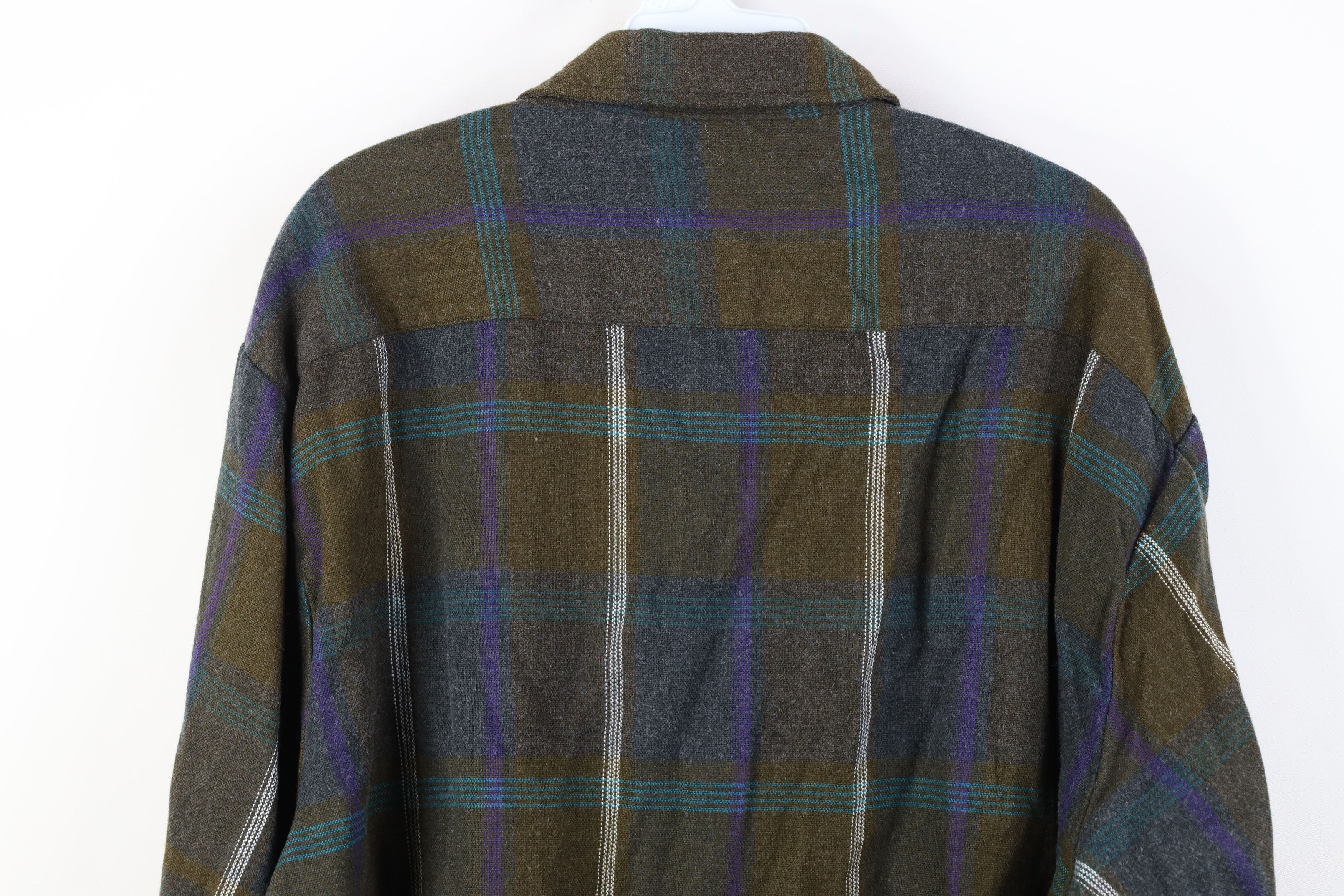 Vintage Vintage 70s 80s Streetwear Knit Collared Button Shirt Plaid Size US XL / EU 56 / 4 - 12 Thumbnail