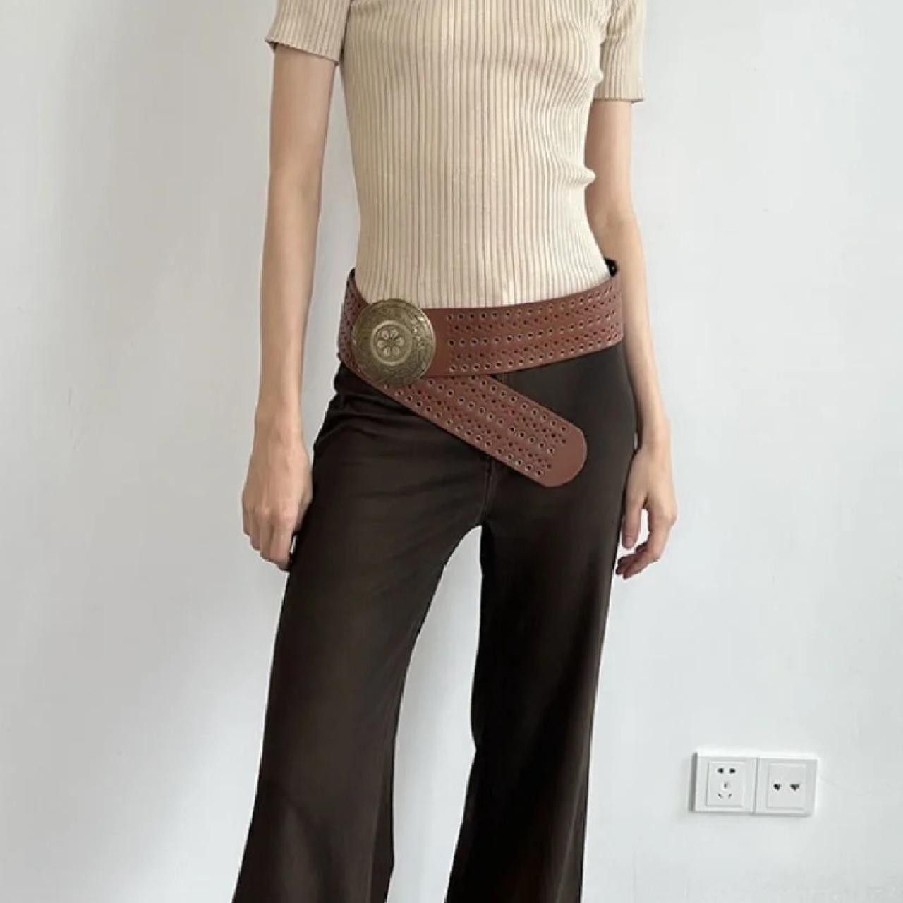 Japanese Brand Rare Y2K Chunky Oversized Buckle Boho Belt Size ONE SIZE - 2 Thumbnail