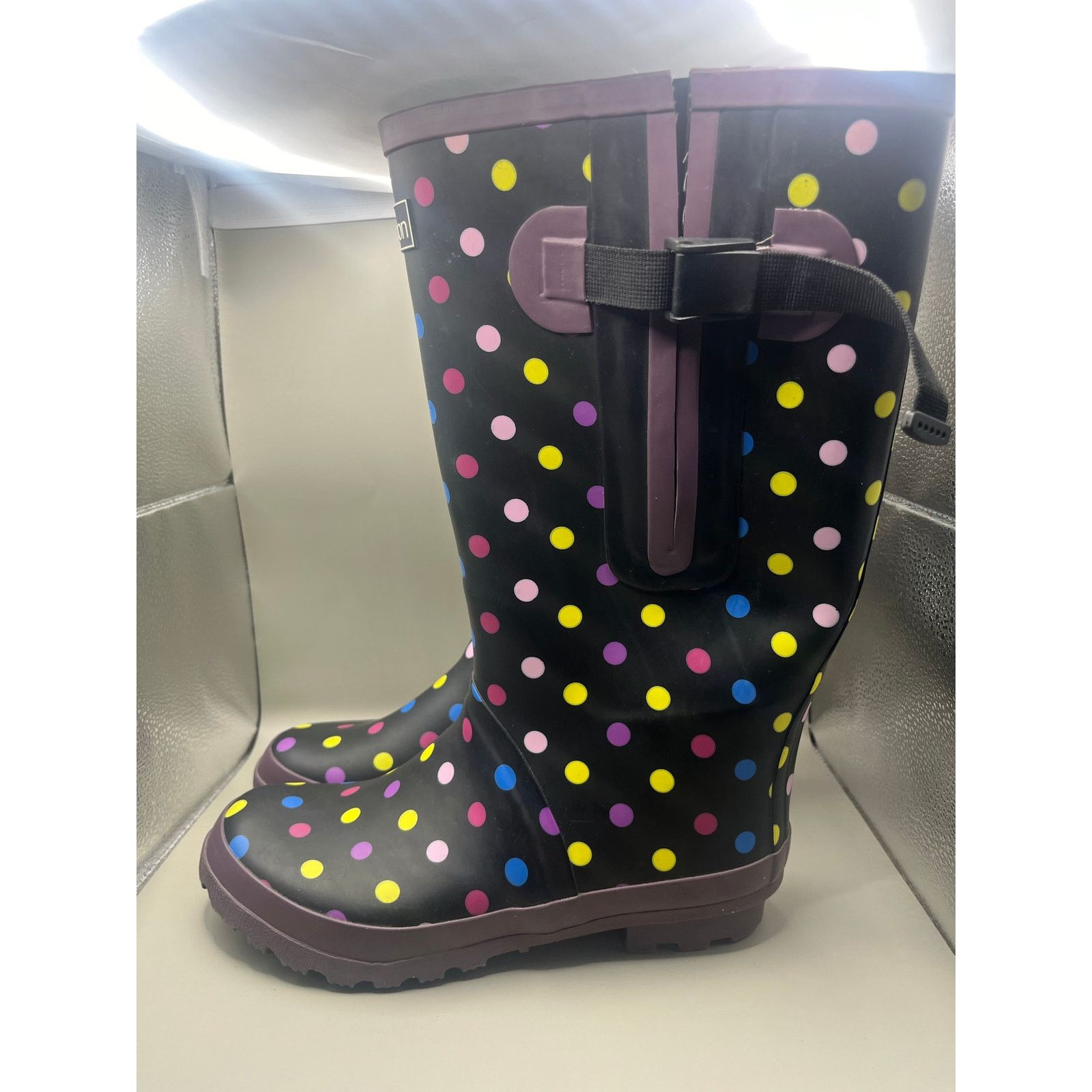 Other Jileon Extra Wide Calf Women's Spotty Rain Boots Size 7 Size US 7 / IT 37 - 1 Thumbnail