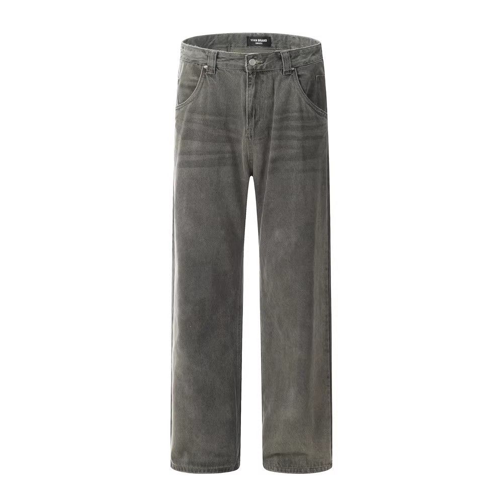 Japanese Brand × Jean Men's loose casual distressed washed denim straight pants Size US 34 / EU 50 - 1 Thumbnail