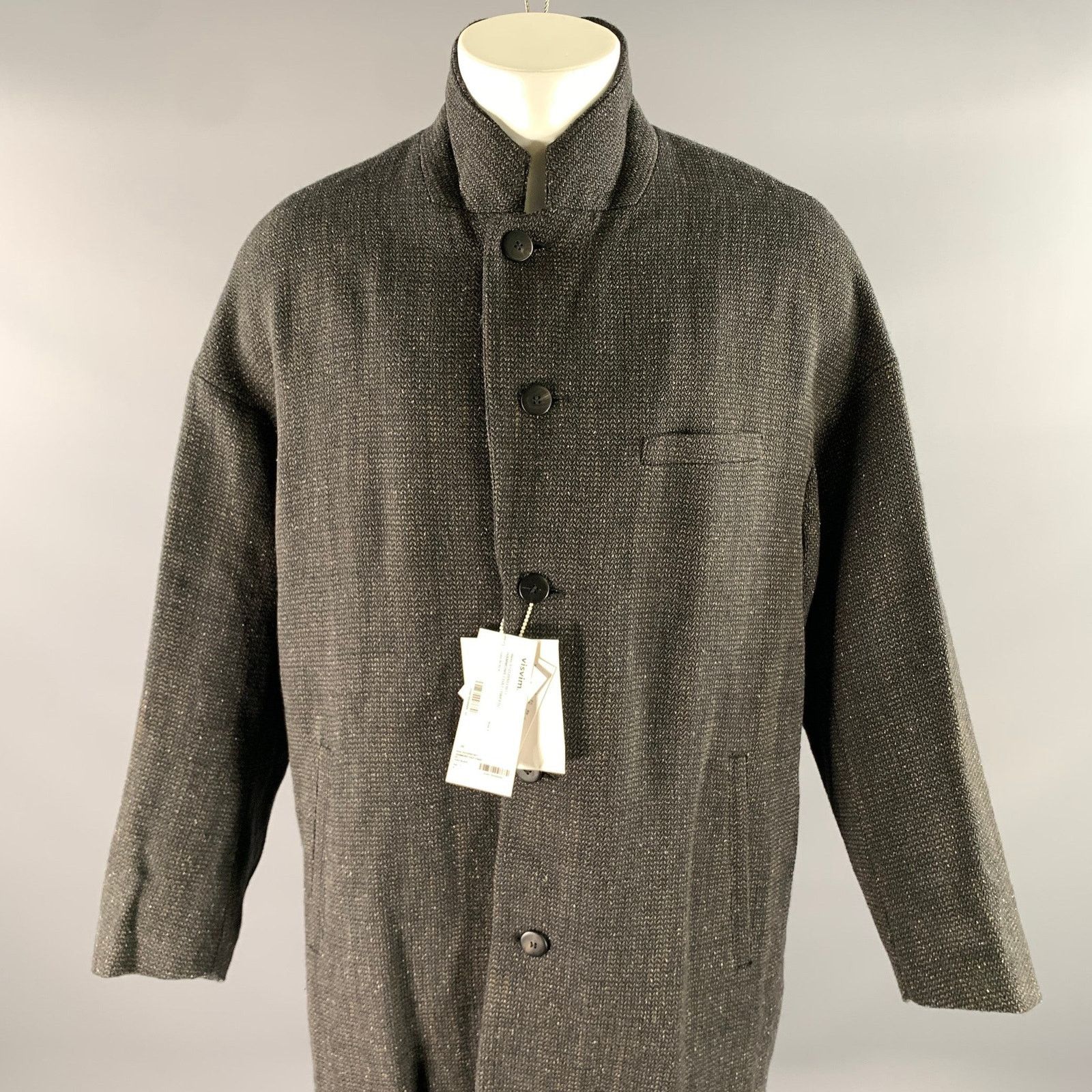 Visvim VISVIM M Black Brown Tweed Wool Linen Silk Notch Lapel Coat Size US M / EU 48-50 / 2 - 3 Thumbnail