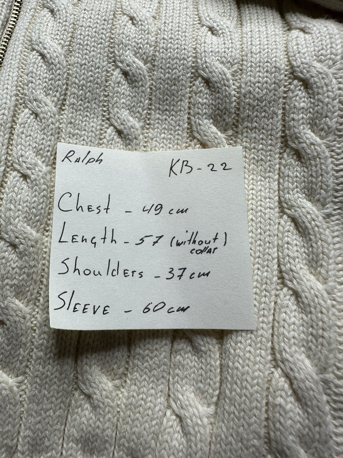 Lauren Ralph Lauren Lauren Ralph Lauren Full Zip Sweater Cream Cable Knit Size M / US 6-8 / IT 42-44 - 7 Thumbnail