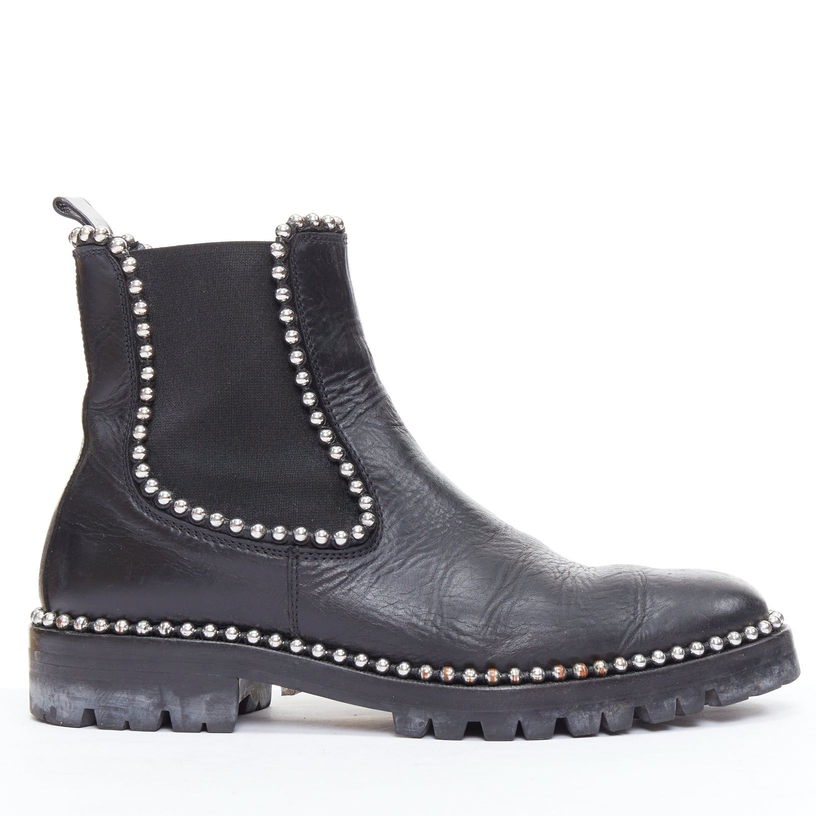 Alexander Wang ALEXANDER WANG Spencer black silver studded ankle chelsea boots EU39 Size US 9 / IT 39 - 1 Thumbnail