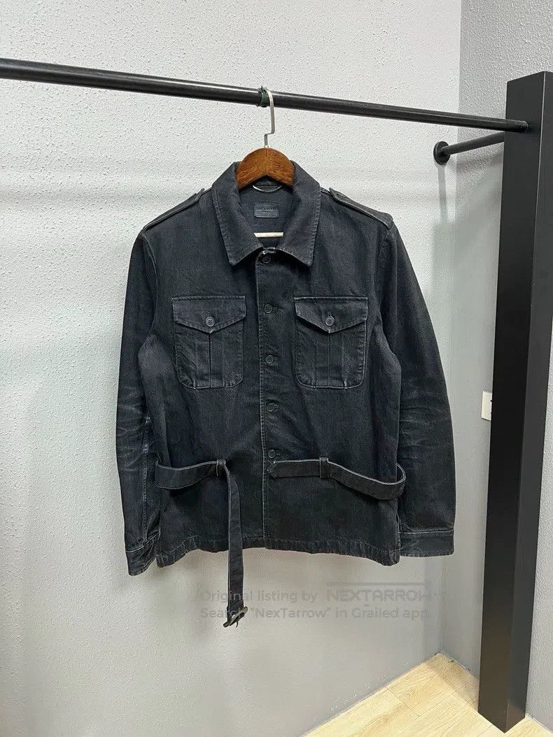 Saint Laurent Paris Saint Laurent Paris Distressed Black Belt Denim Jacket Size US M / EU 48-50 / 2 - 1 Thumbnail