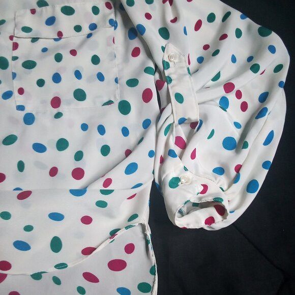 Other Vintage All Hours Polka Dots Polyester Disco Shirt Size XS / US 0-2 / IT 36-38 - 3 Thumbnail