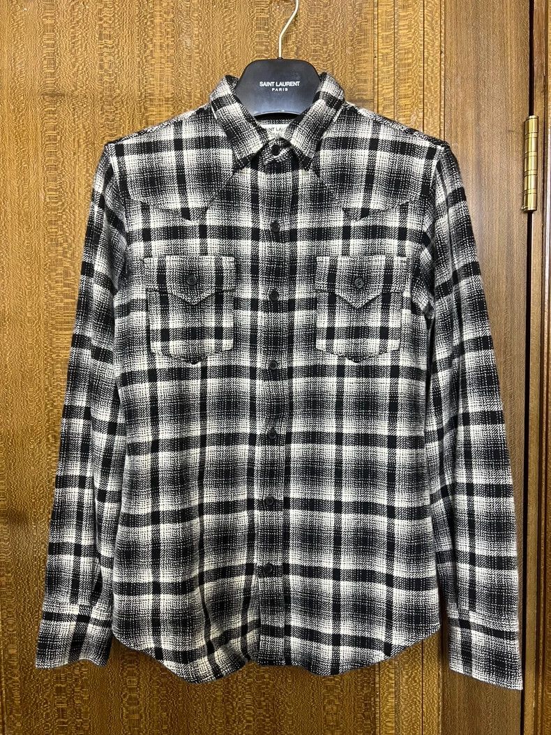 Yves Saint Laurent Saint Laruent 16 FW black and white plaid thick wool shirt Size US XS / EU 42 / 0 - 1 Thumbnail