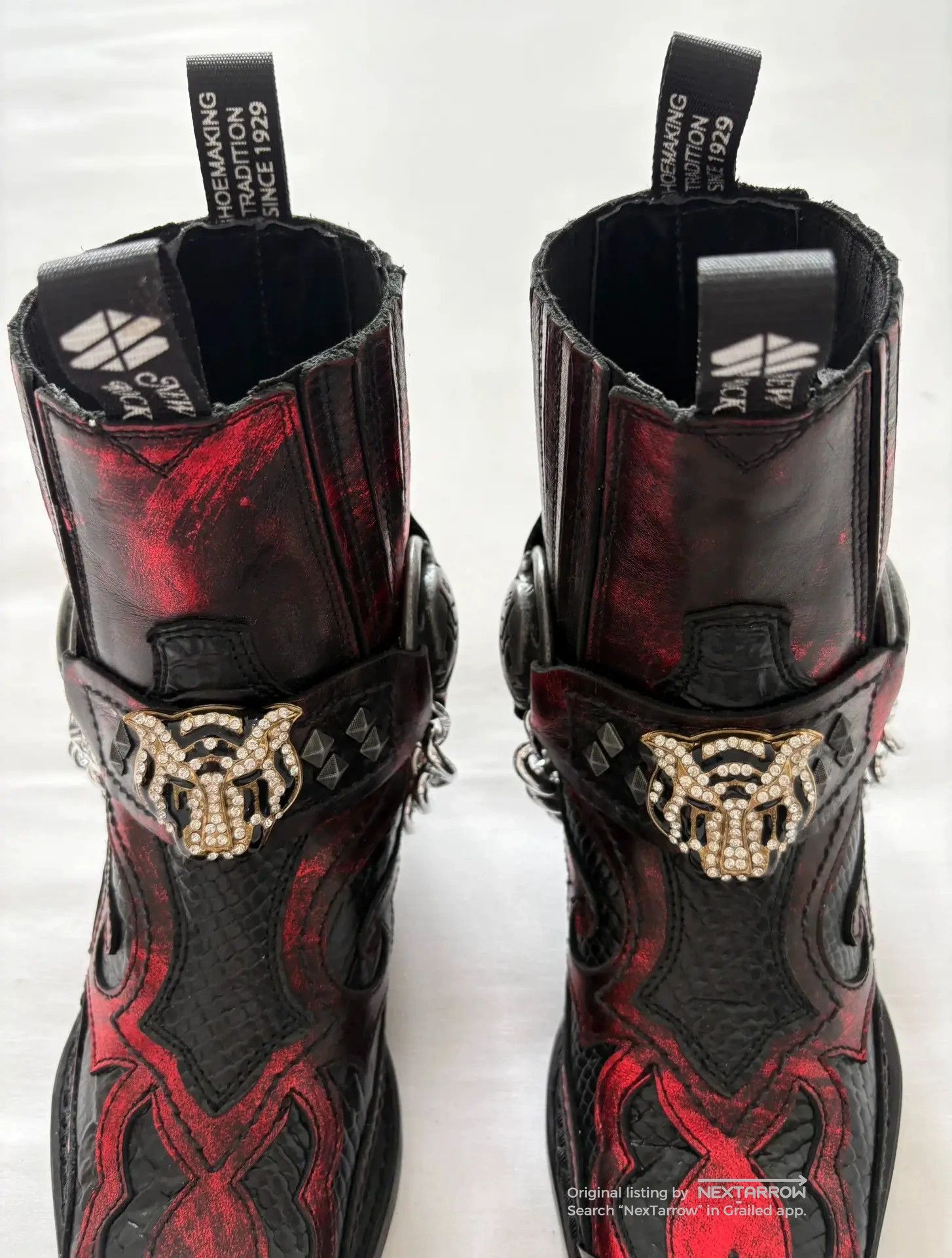 New Rock Punk Studded Pointed Crystal Tiger Skull Boots, Women's (Size 6) — image 6 of 6