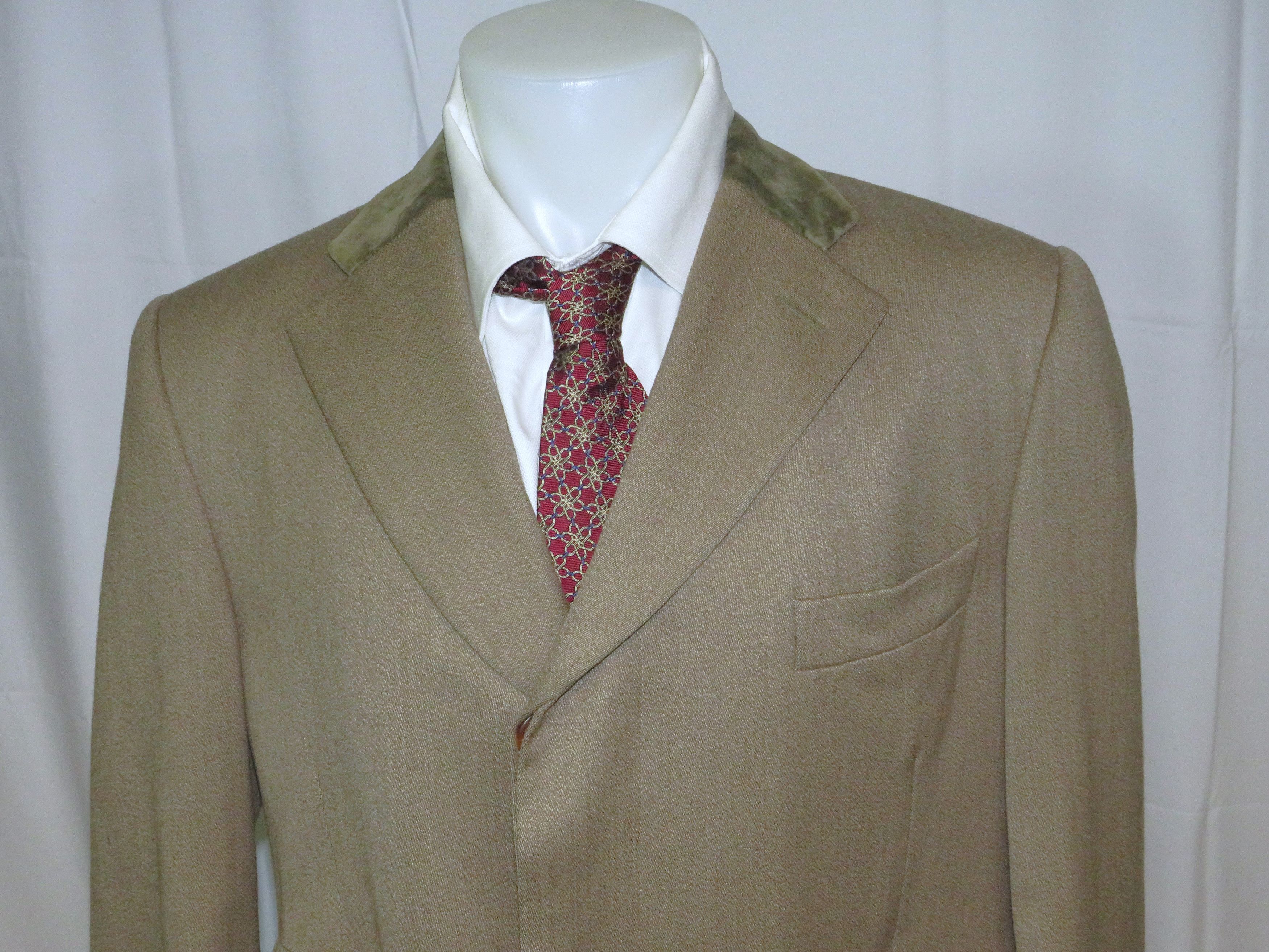 Paul Stuart Taupe Gabardine Velvet Collar Chesterfield 40S Size US M / EU 48-50 / 2 - 2 Thumbnail