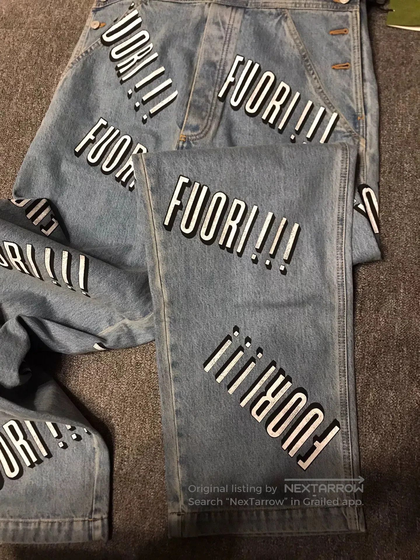Gucci Gucci Light Blue Logo Denim Overalls. Size 33" - 4 Thumbnail