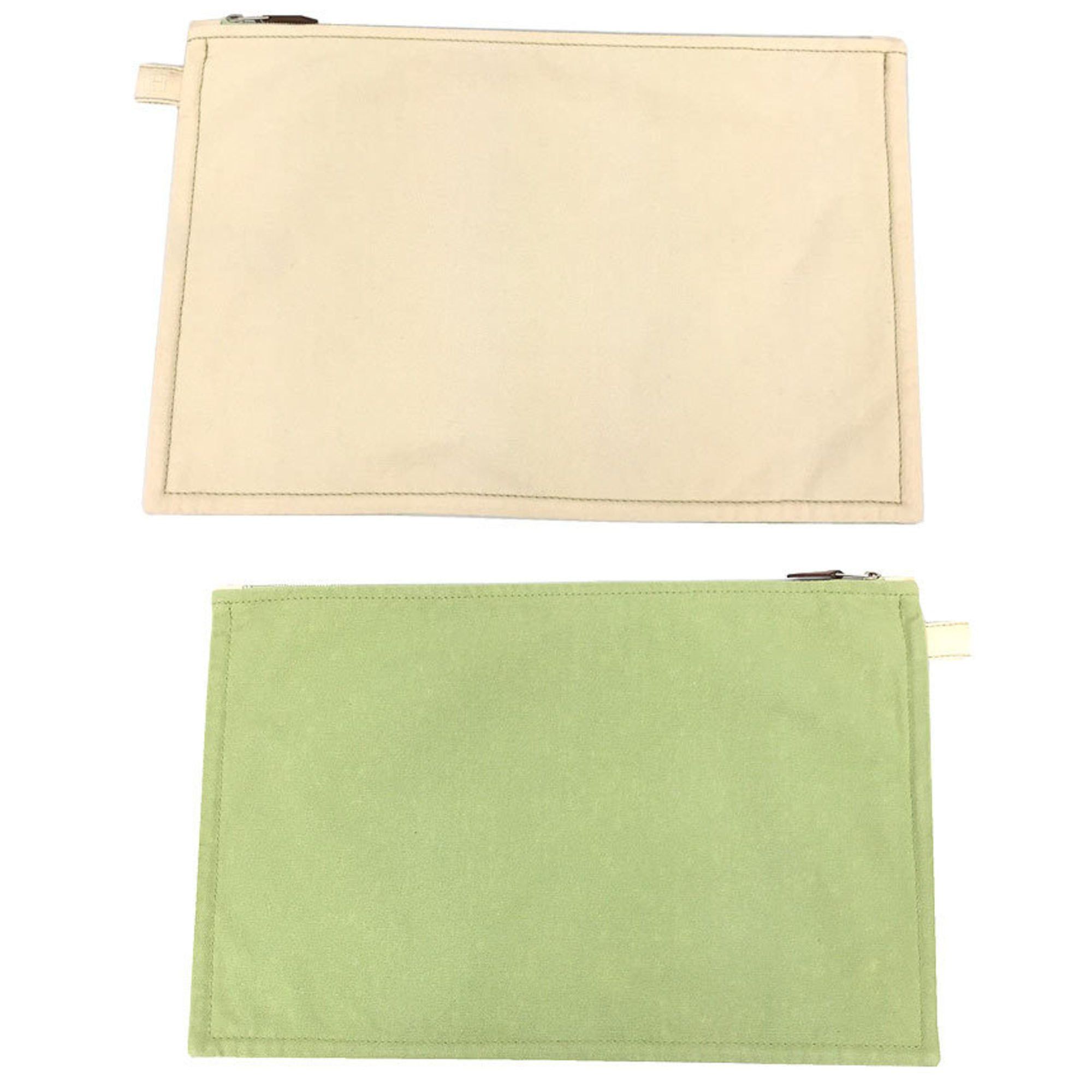 Hermes Hermes Bora Pouch GM Bicolor Flat Clutch Bag Cotton Canvas Lime Green Size ONE SIZE - 1 Thumbnail