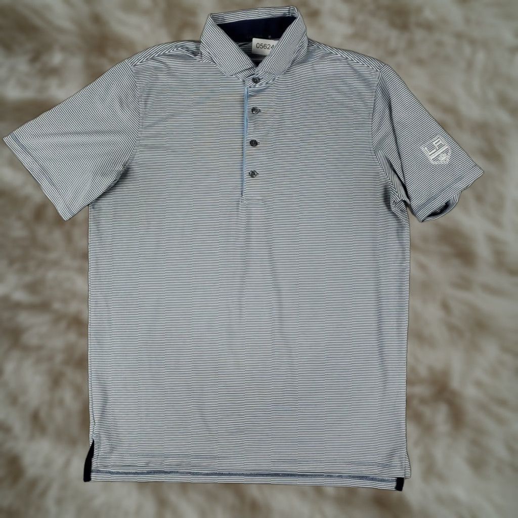 Vintage Greyson Polo Shirt Mens M Blue Gray Striped Wolf Golf Casual Short Sleeve Shirt Polo Mens Size US M / EU 48-50 / 2 - 1 Thumbnail