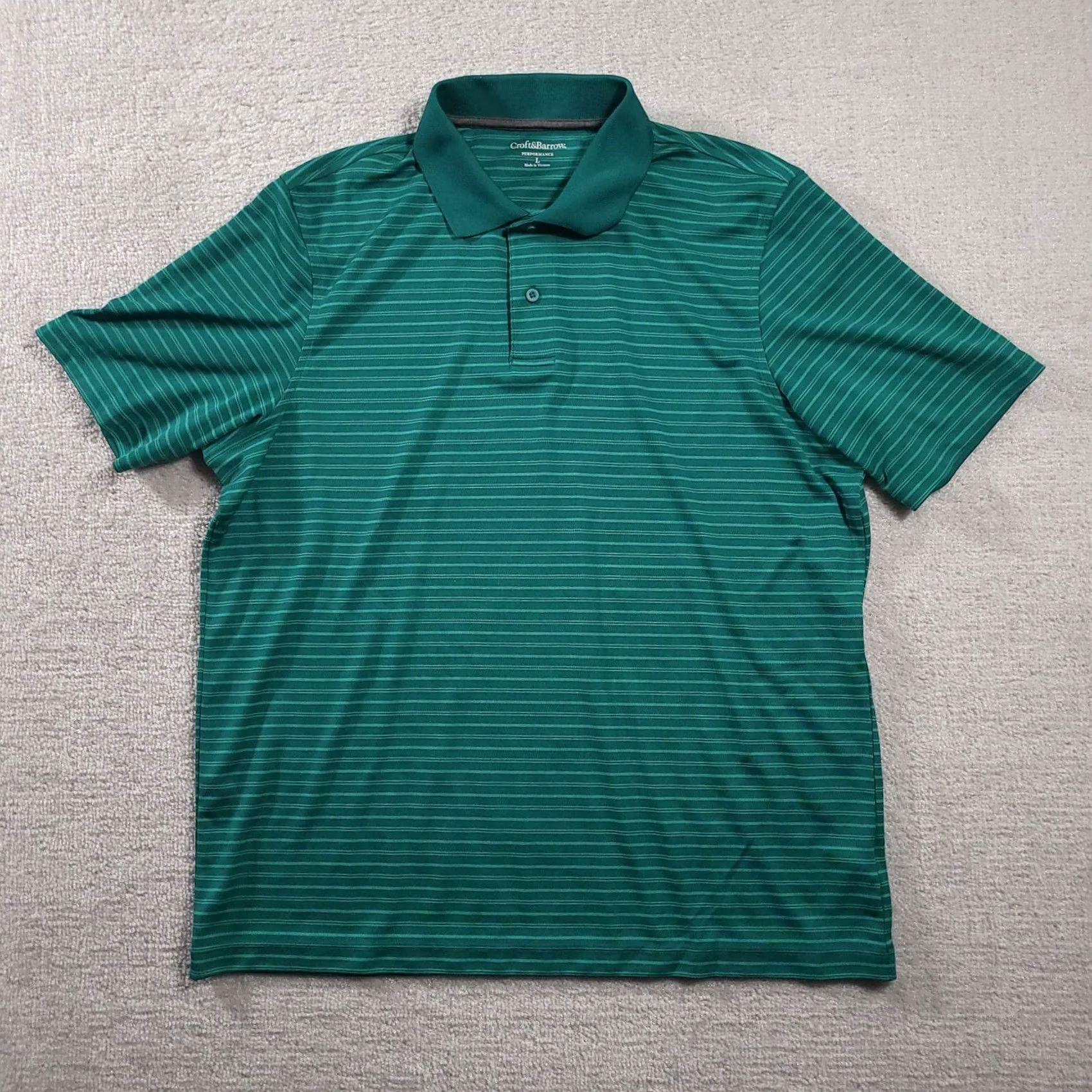 Croft & Barrow Croft & Barrow Polo Performance Shirt Men's L Green Stripe Short Sleeve Polo Shirt Green Stripe Classic Fit Size US L / EU 52-54 / 3 - 2 Thumbnail