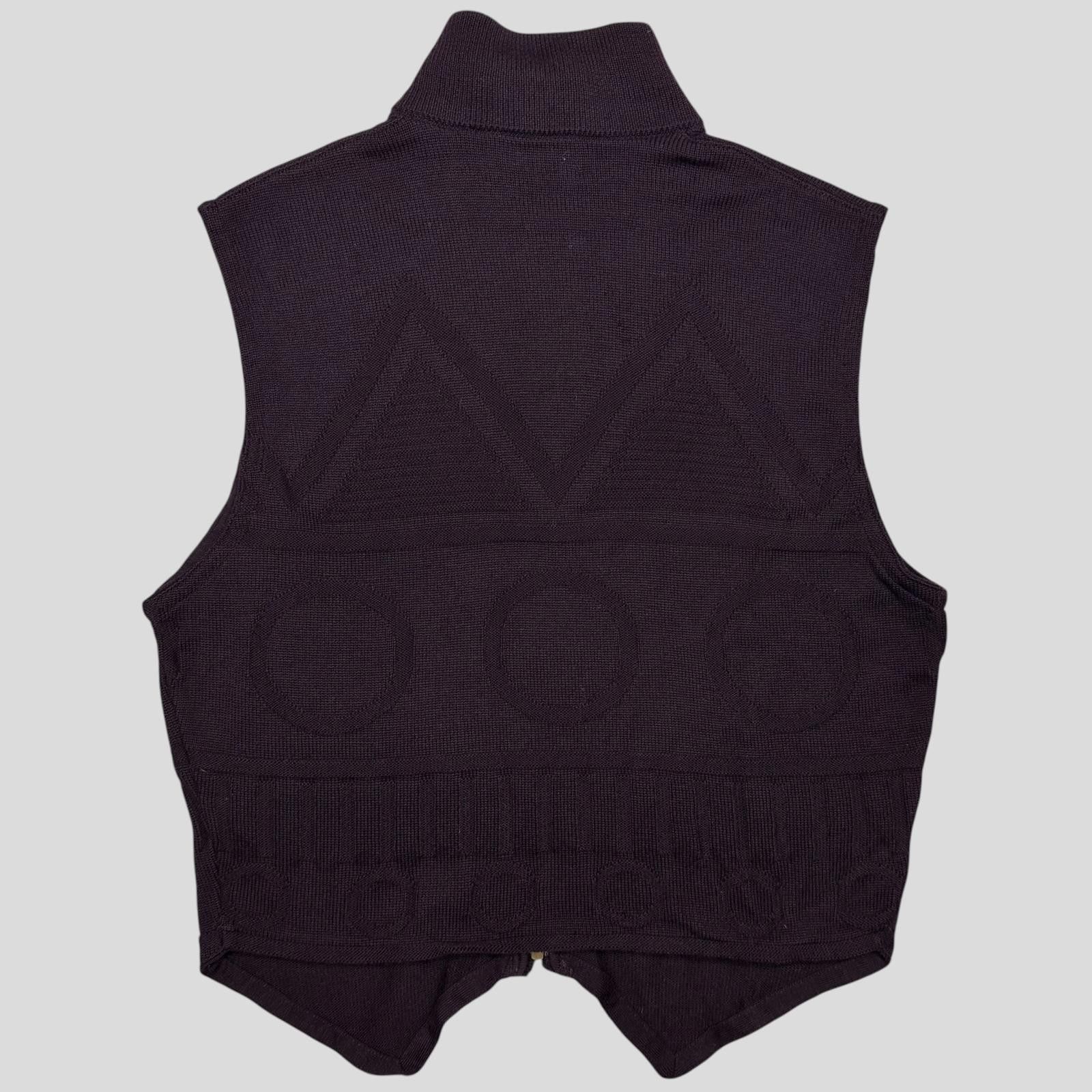 Versace Gianni Versace 80’s Wool Geometric Pattern Cardigan Vest S/M Size M / US 6-8 / IT 42-44 - 3 Thumbnail