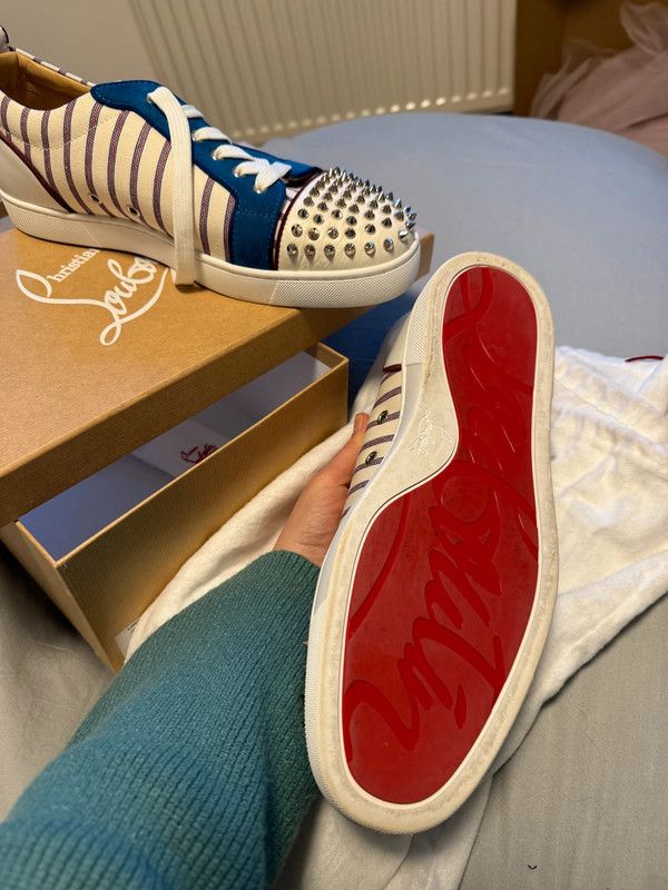 Christian Louboutin Christian Louboutin Blue & White With Red Stripe Size US 12 / EU 45 - 13 Thumbnail
