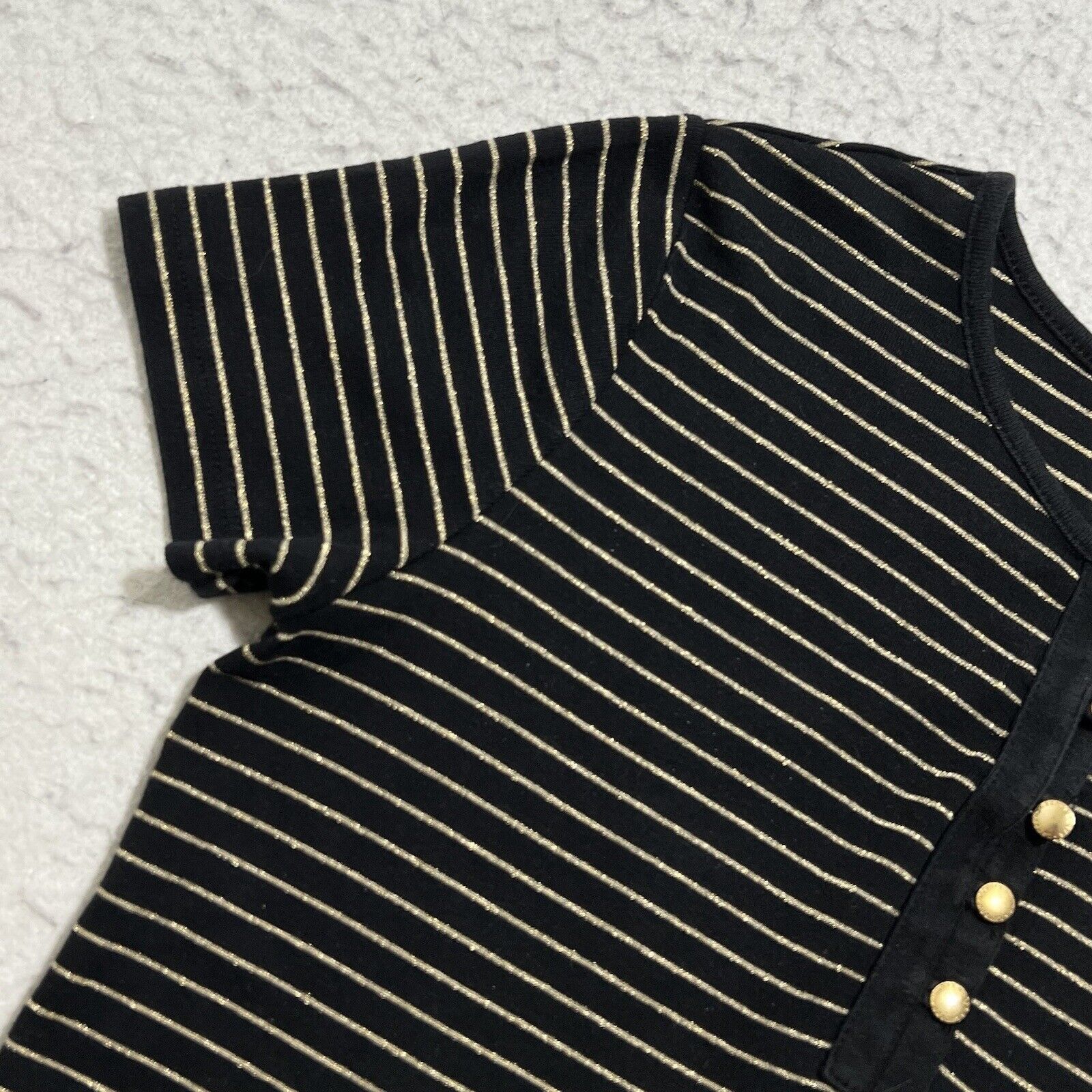 Lauren Ralph Lauren Lauren Ralph Lauren Henley Short Sleeve Black Gold T Shirt Size S / US 4 / IT 40 - 5 Thumbnail