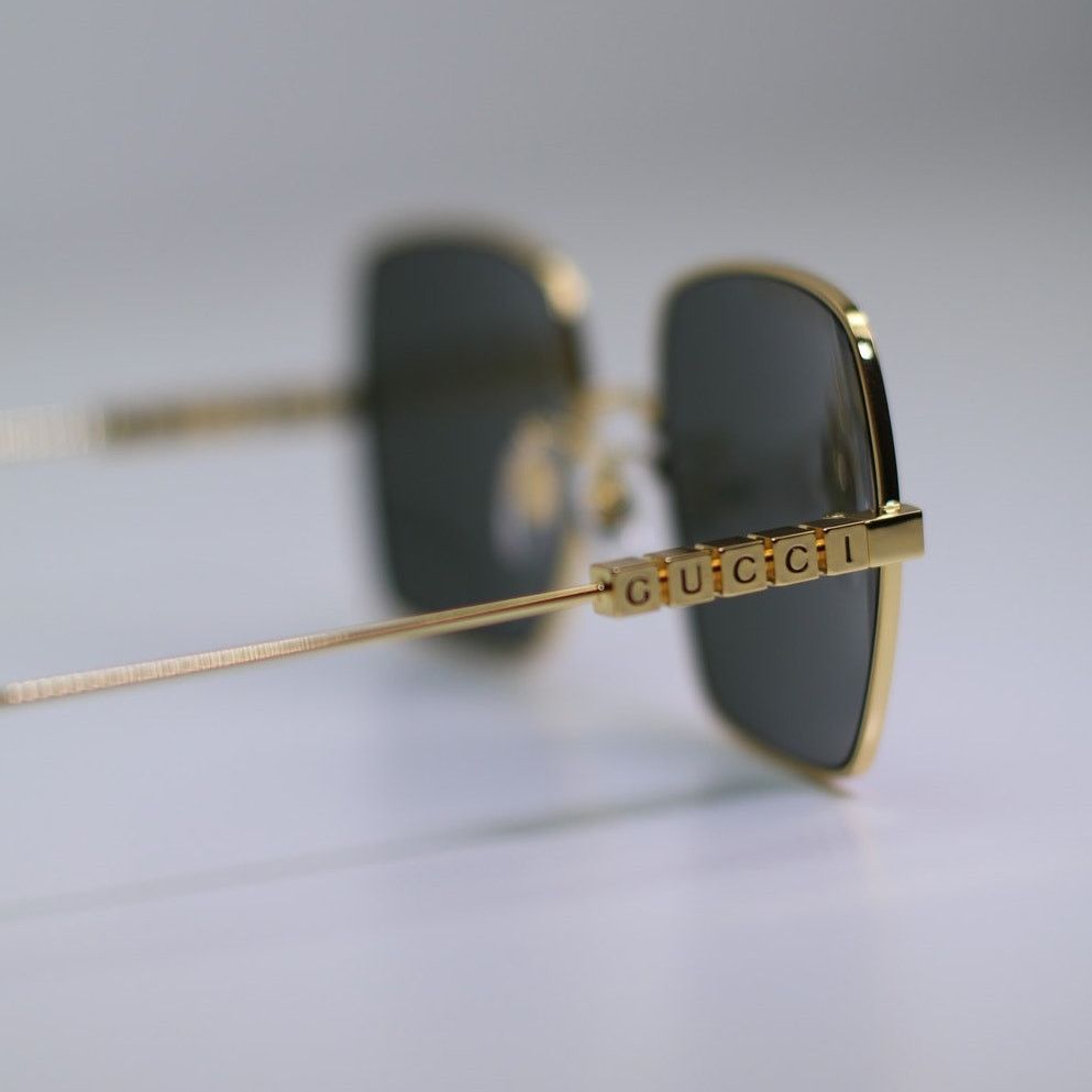 Gucci NEW Gucci GG1434S 001 Yellow Gold Grey Unisex Authentic Size ONE SIZE - 6 Thumbnail