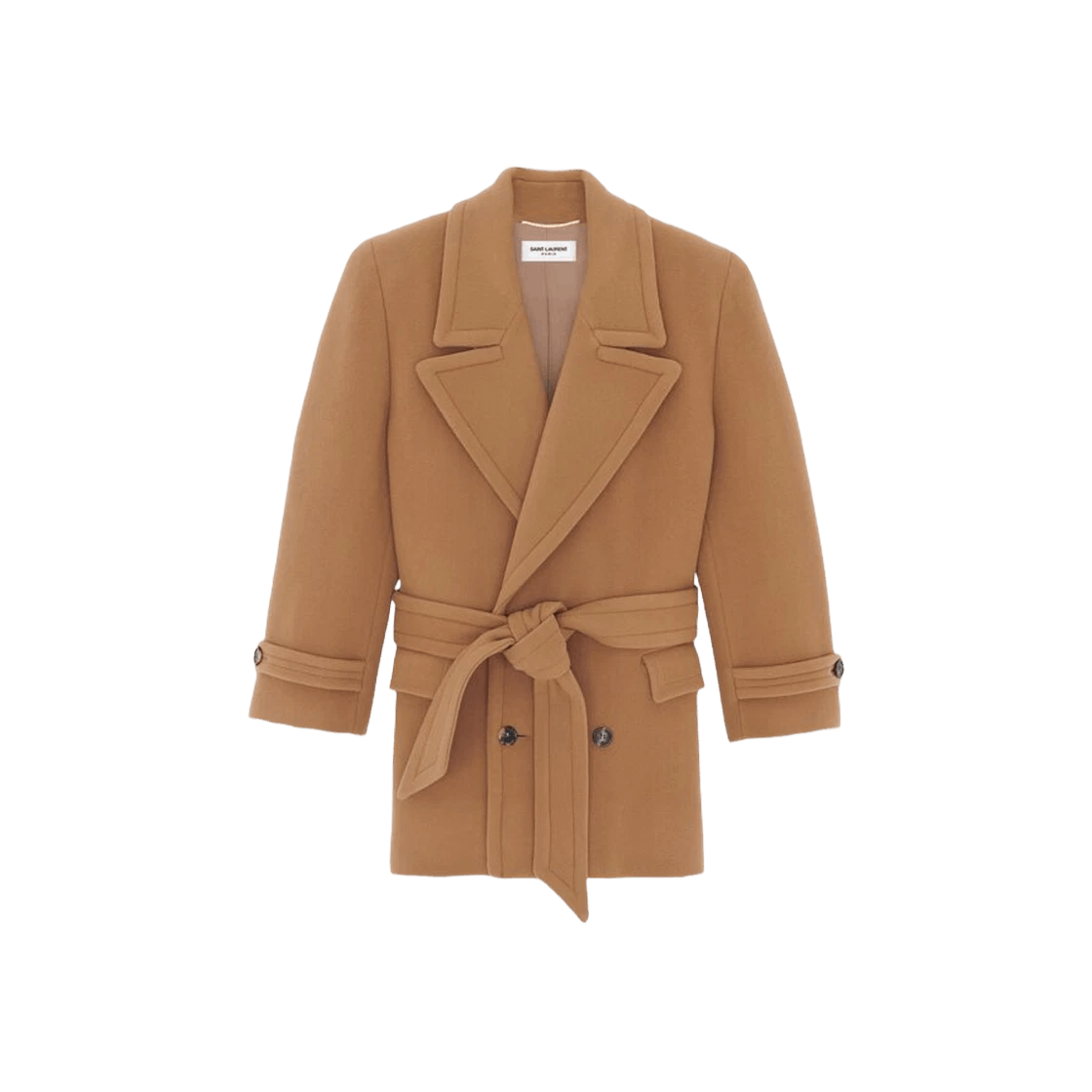 Yves Saint Laurent o1s1wg111124 Short Coat in Wool in Brown Size M / US 6-8 / IT 42-44 - 1 Thumbnail