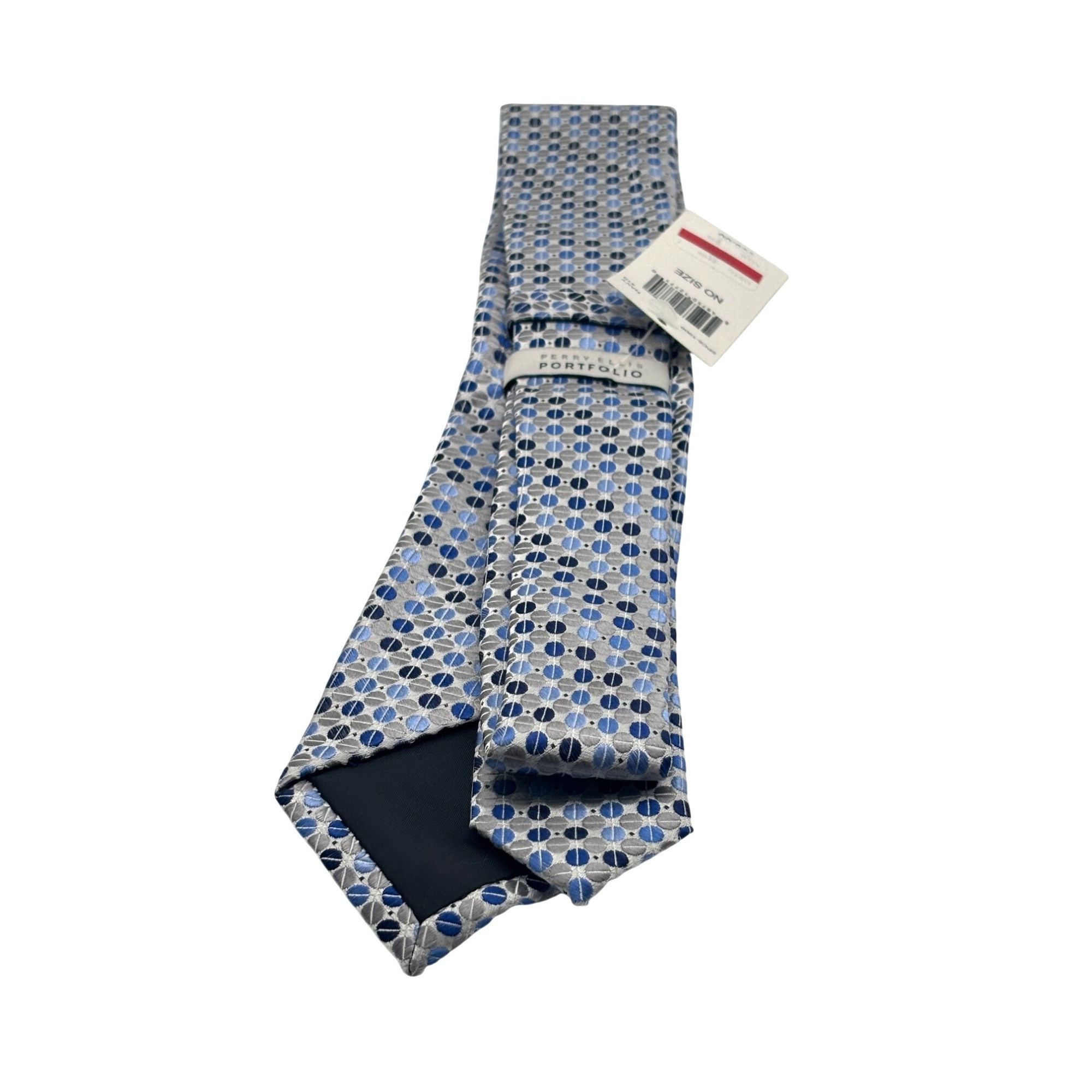 Perry Ellis Perry Ellis Portfolio Geometric Pattern Silk Necktie, Navy, Size ONE SIZE - 1 Thumbnail