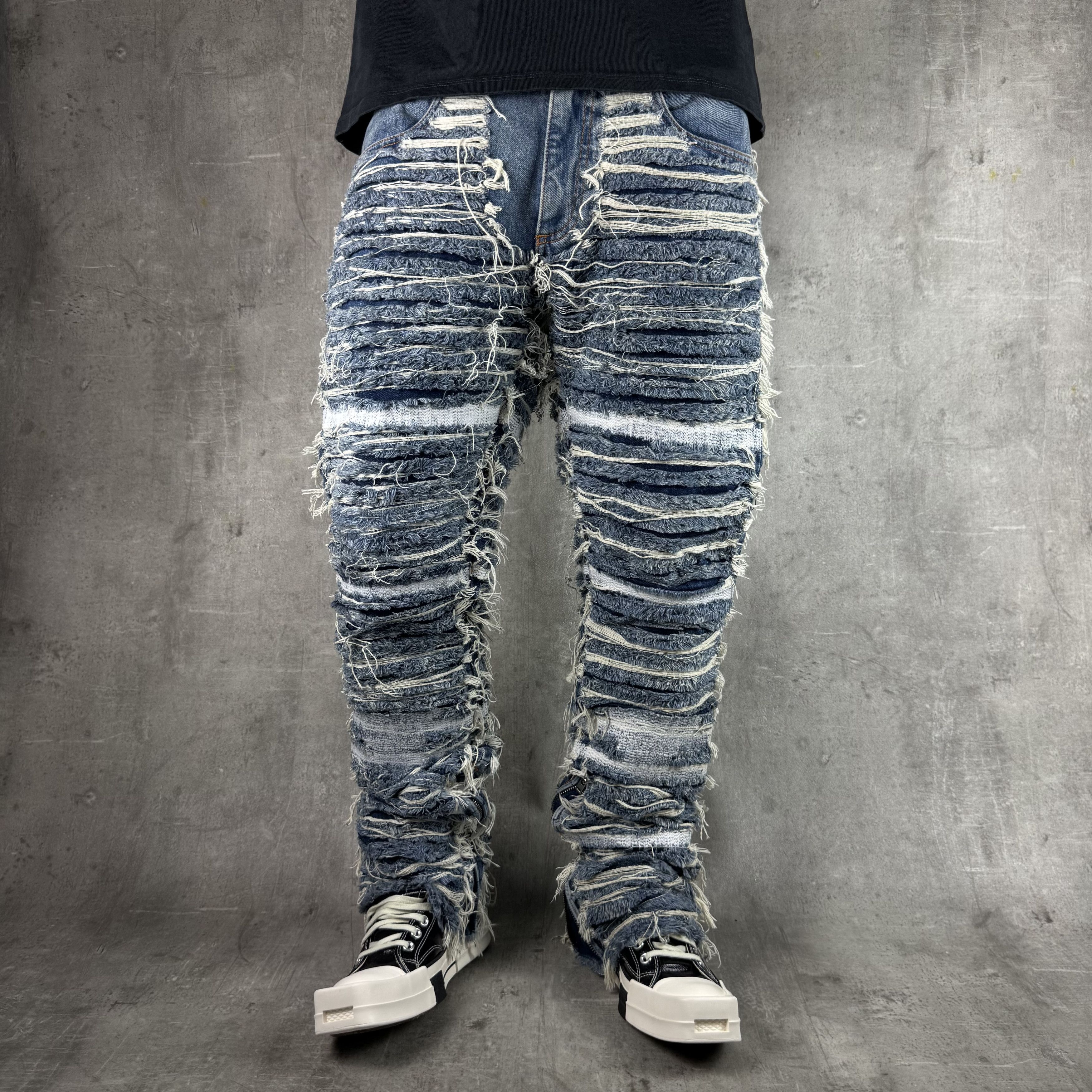 1017 ALYX 9SM × Blackmeans 1017 ALYX 9SM BLACKMEANS Shredded Denim Distressed Jeans Size US 34 / EU 50 - 1 Thumbnail