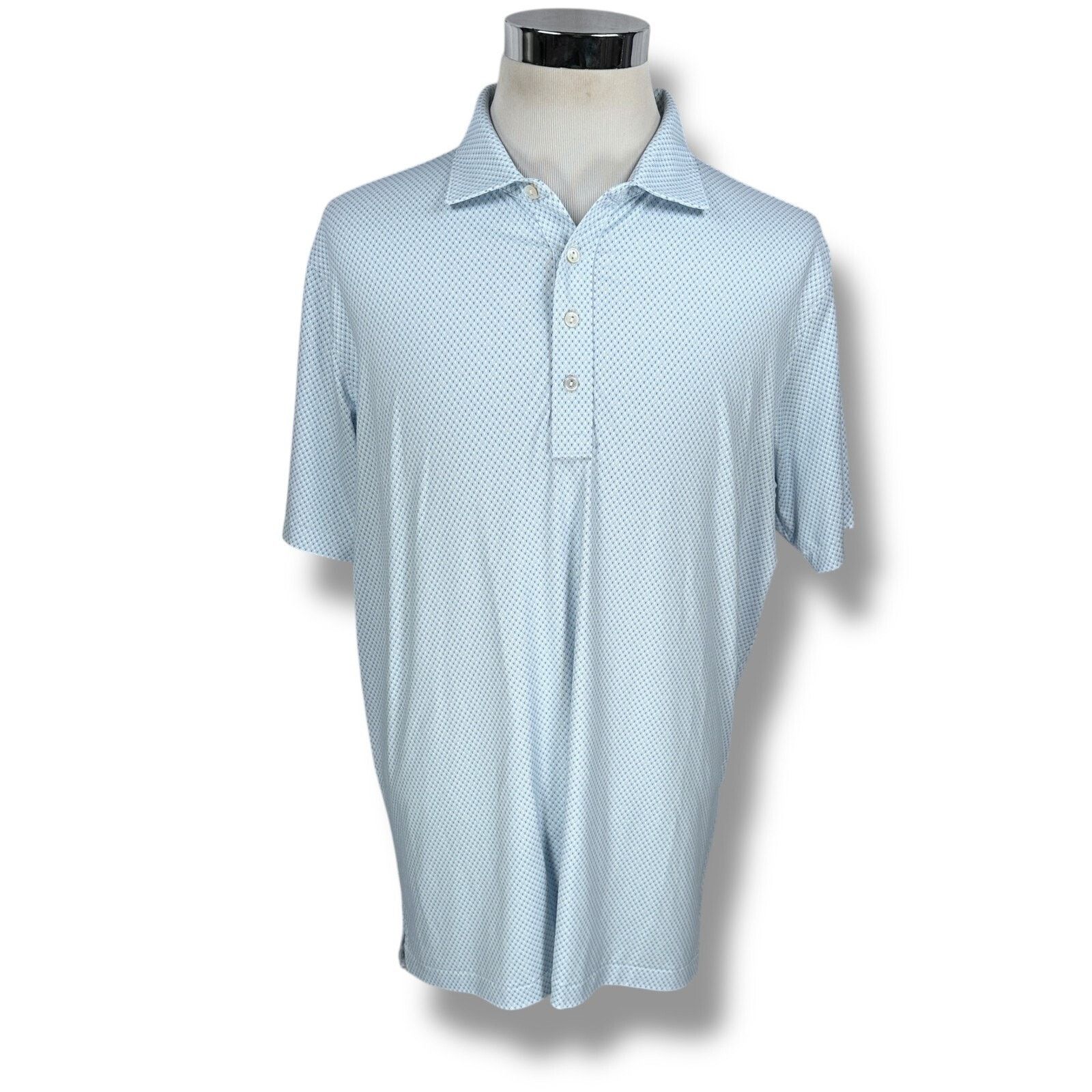 Peter Millar Peter Millar Crown Crafted Polo Shirt Mens XL Blue White AOP Size US XL / EU 56 / 4 - 1 Thumbnail