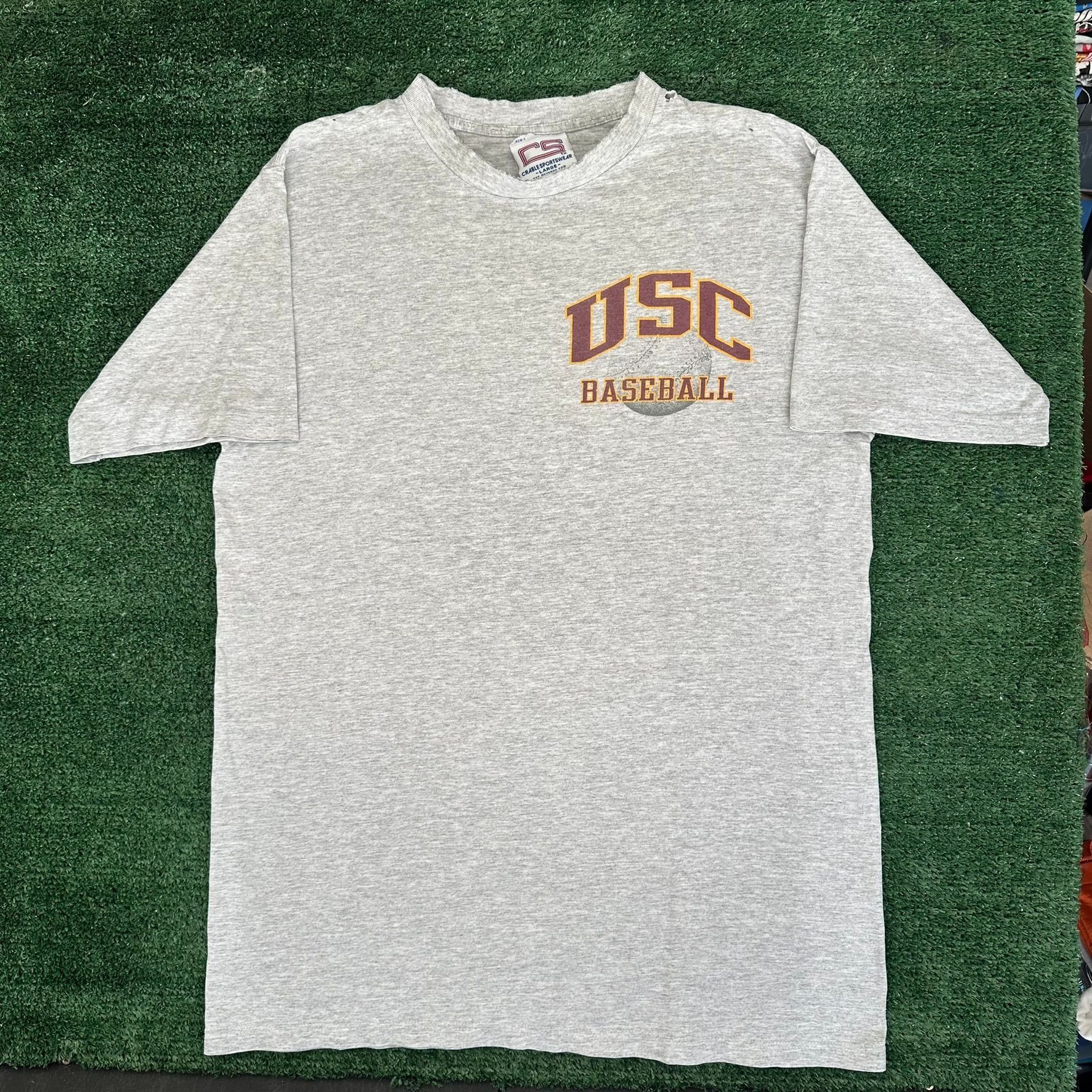 Vintage Vintage 90s USC Trojans Baseball T-Shirt Gray Single Stitch Size US L / EU 52-54 / 3 - 4 Thumbnail