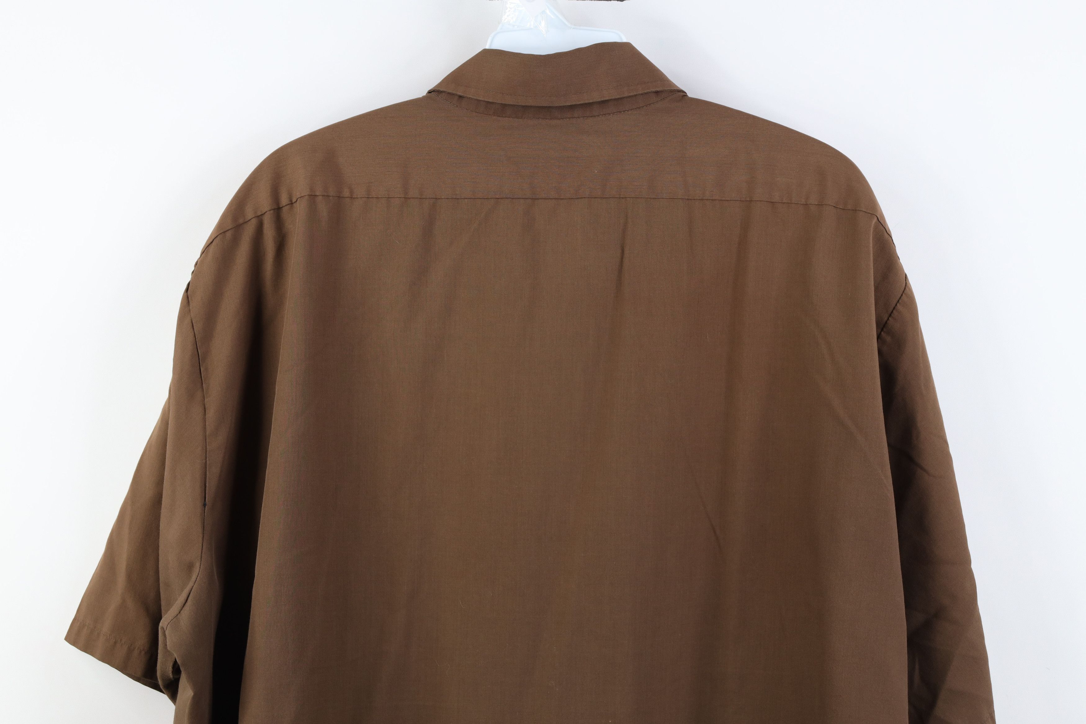 Vintage Vintage 70s Streetwear Short Sleeve Button Shirt Brown Size US XL / EU 56 / 4 - 16 Thumbnail