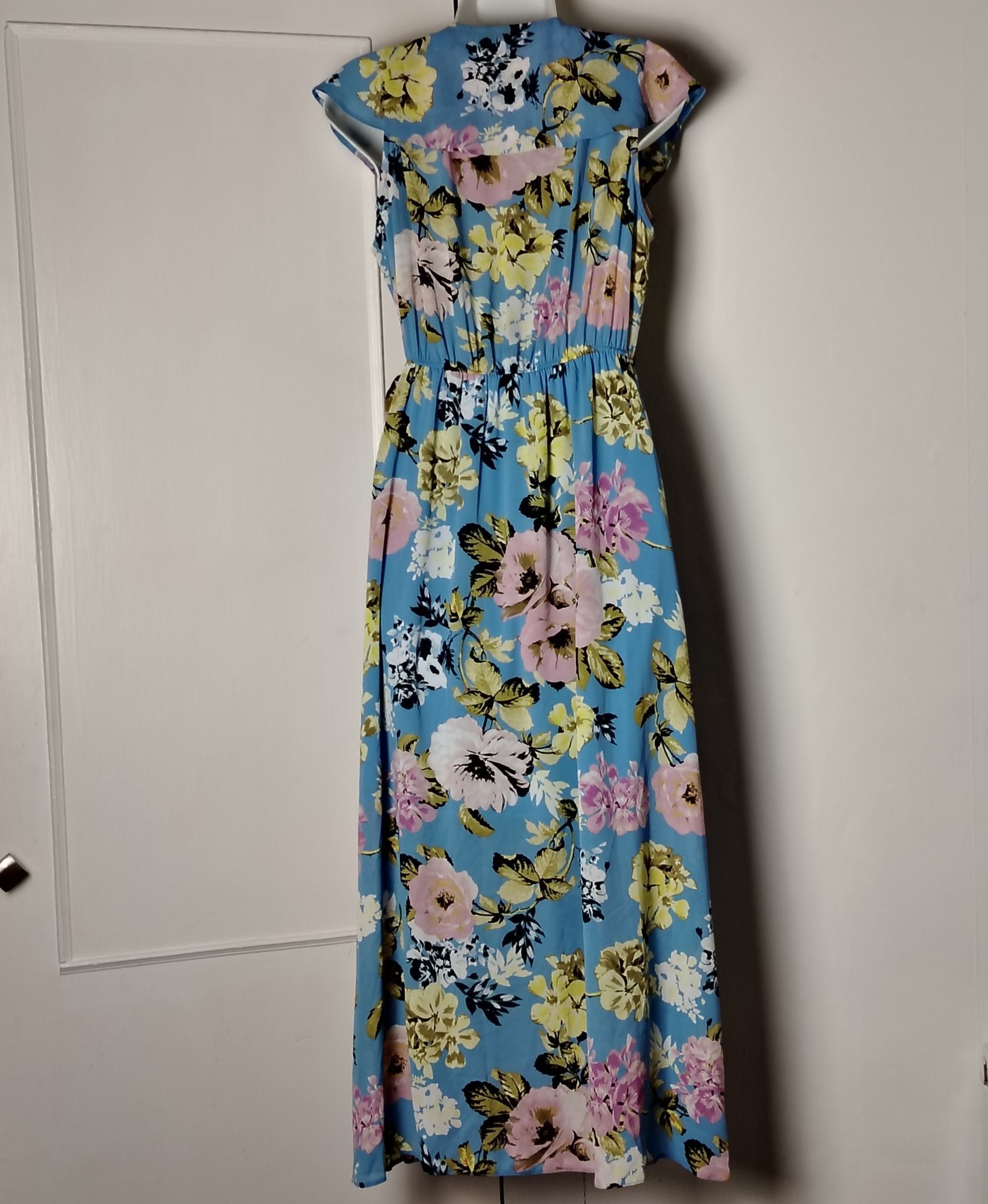 Other Pre-Loved Dress Womens UK 16 Blue Floral Wrap Maxi Ruffle Size XXL / US 16-18 / IT 52-54 - 2 Thumbnail