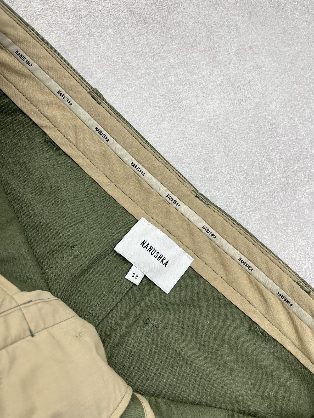 Mens Nanushka Cotton Pants Khaki Size 33 Designer