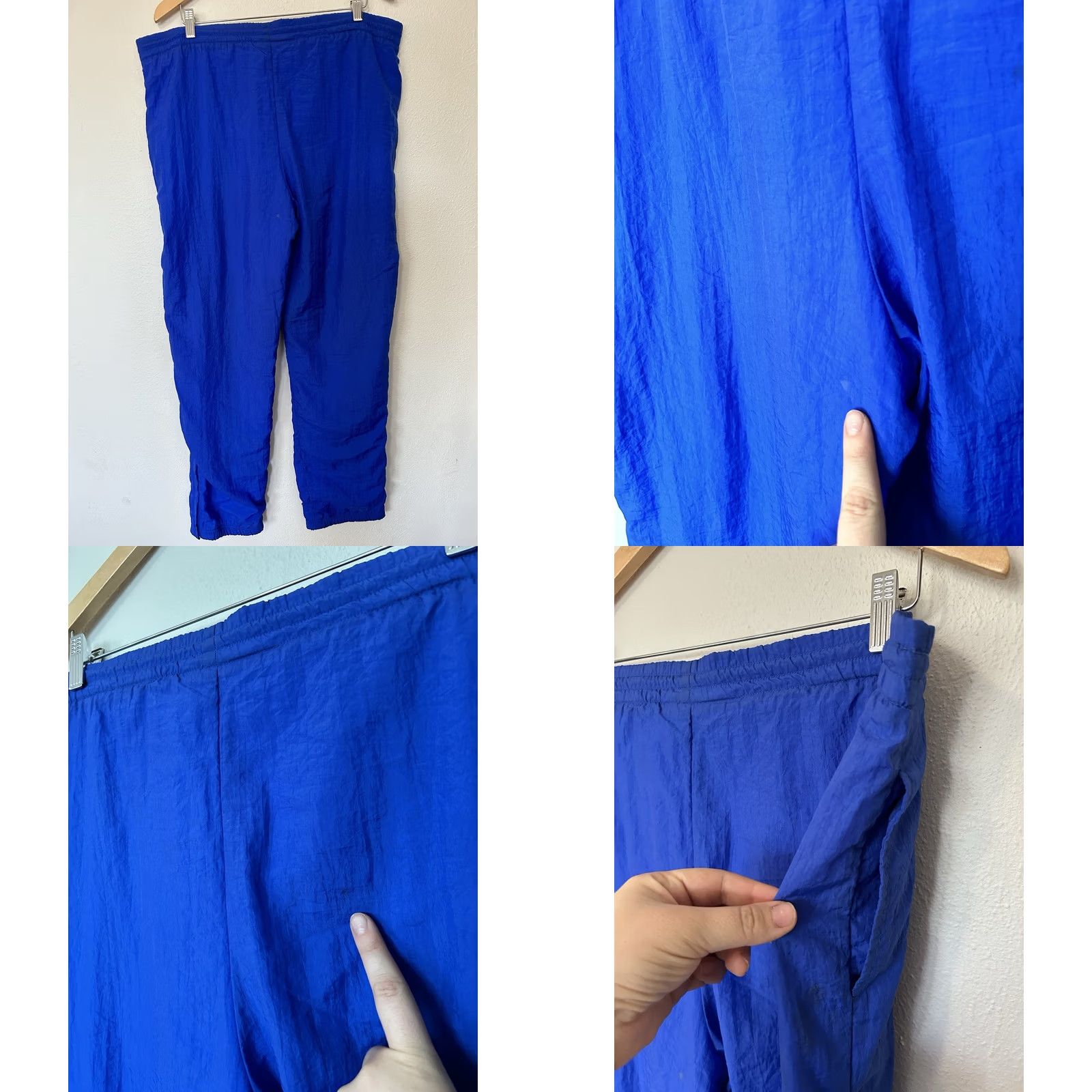 Reebok VINTAGE Reebok Track Pants Mens M Blue Lined Nylon Y2K Baggy 90s Joggers Size US 31 - 9 Thumbnail