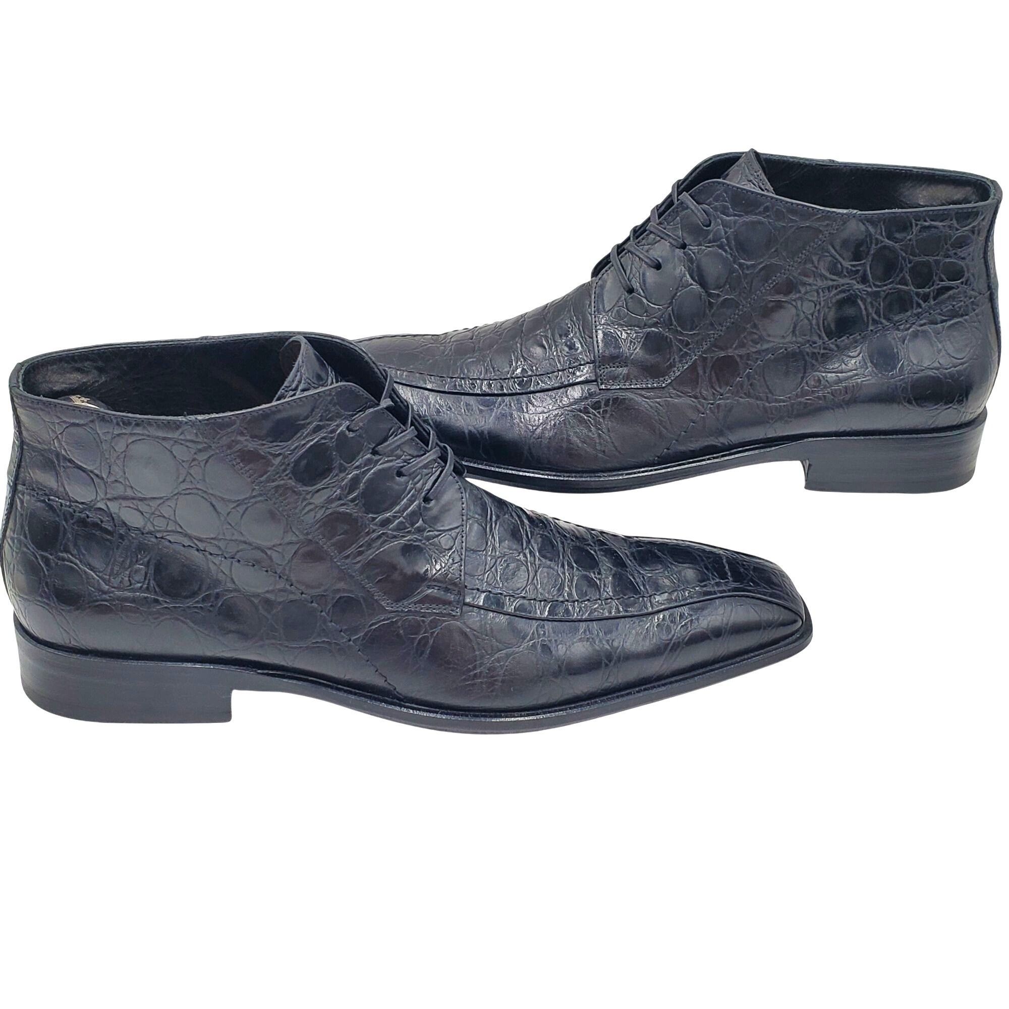 Other Italian Handmade Men's size 9 Black Crocodile Embossed Leath Size US 9 / EU 42 - 1 Thumbnail