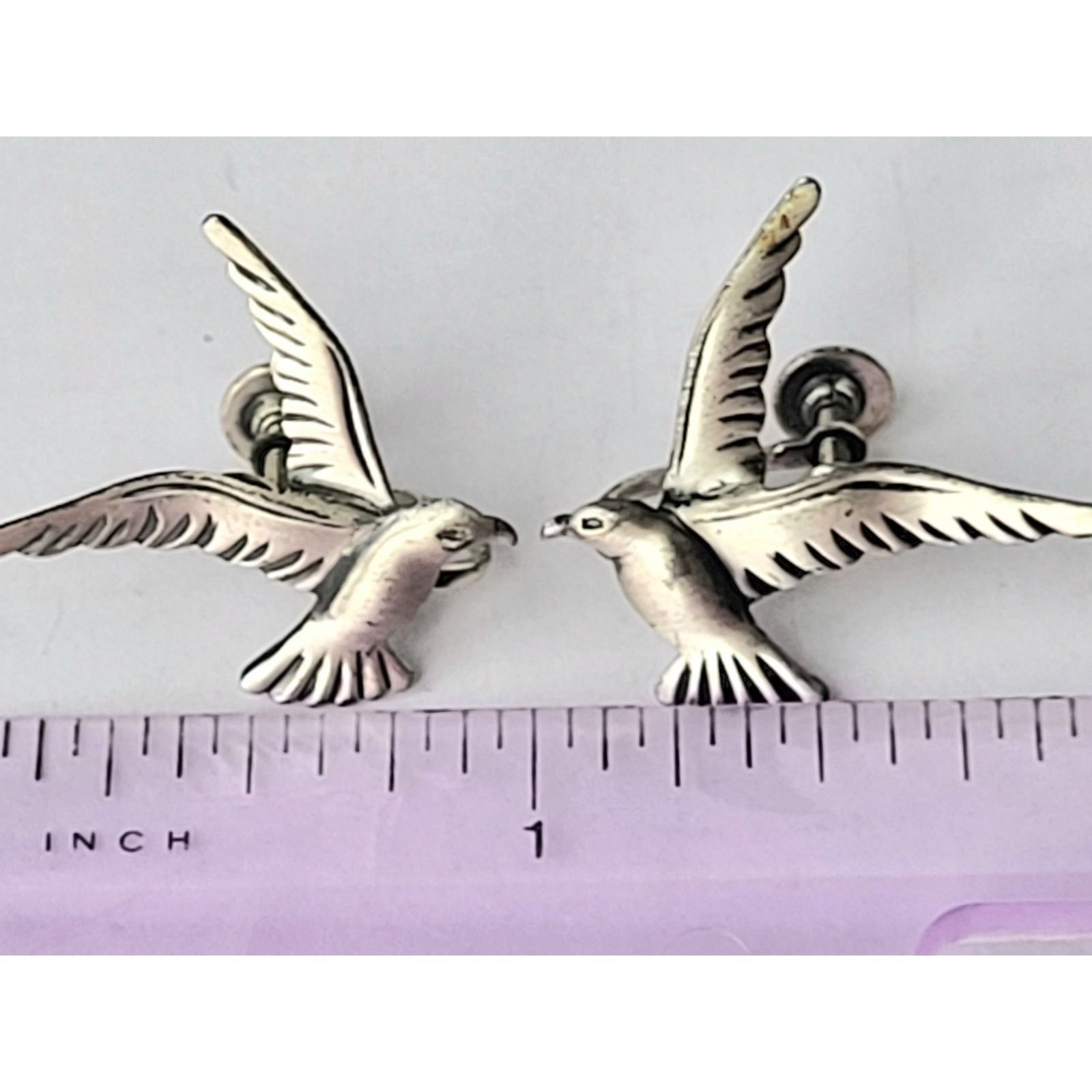 Other Signed BEAU Sterling Silver Seagull Bird Earrings Vintage Size ONE SIZE - 3 Thumbnail