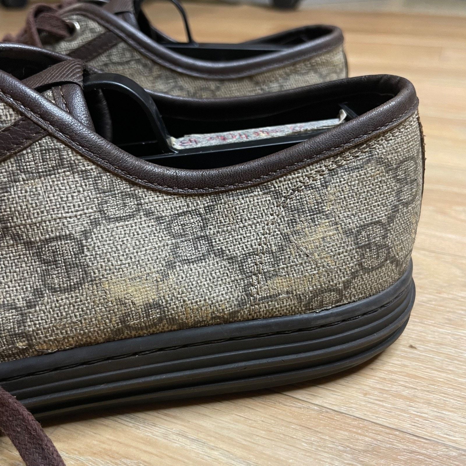 Gucci GUCCI Sneakers BROWN Leather low Top GG Monogram Canvas Size US 8 / EU 41 - 12 Thumbnail