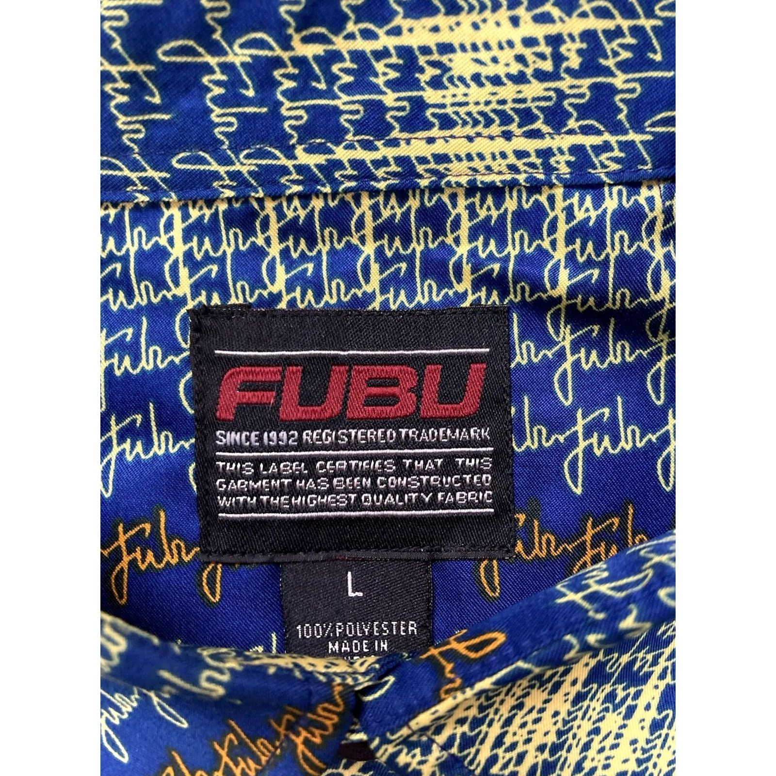 Fubu VINTAGE FUBU All Over Print Shirt Men L Blue Short Sleeve AOP Y2K Button-Up Collared 90s Hip Hop Fans Girls Size US L / EU 52-54 / 3 - 5 Thumbnail