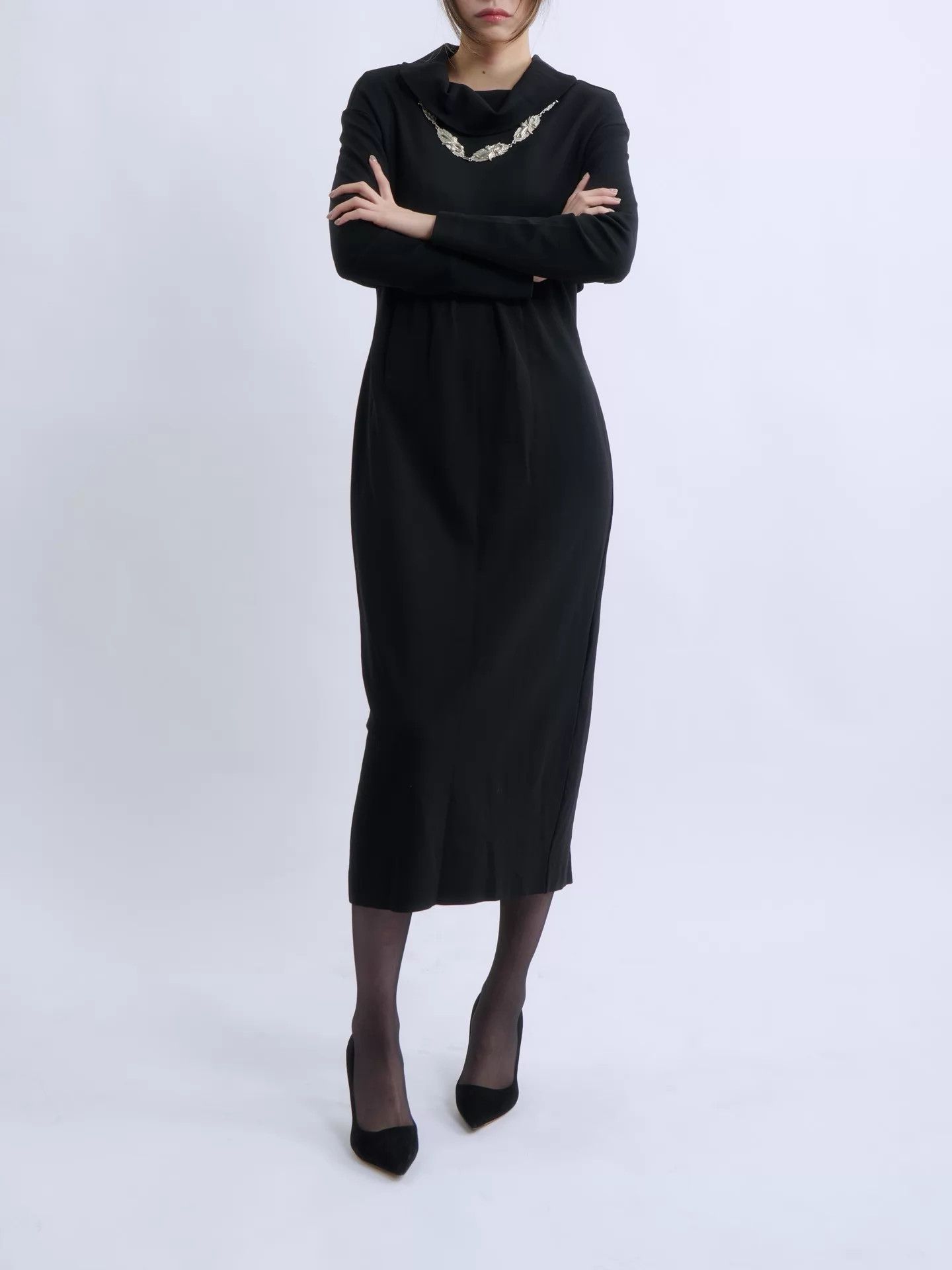 Romeo Gigli Romeo Gigli 90s Black Halter Neck Draped Dress Size XL / US 12-14 / IT 48-50 - 2 Thumbnail