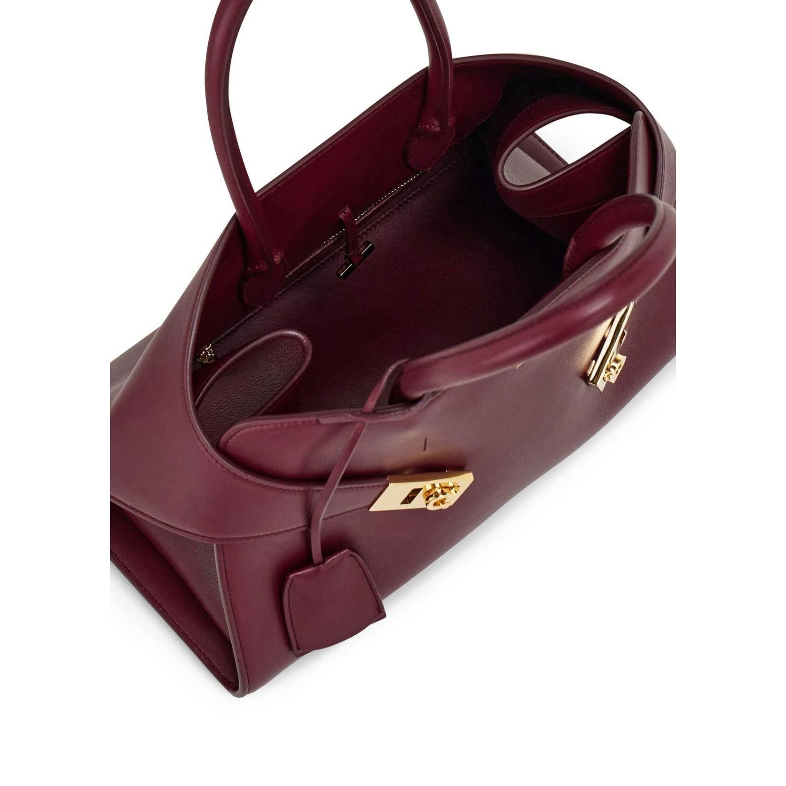 Salvatore Ferragamo FERRAGAMO Hug Medium Plum Leather Top Handle Bag New Size ONE SIZE - 4 Thumbnail